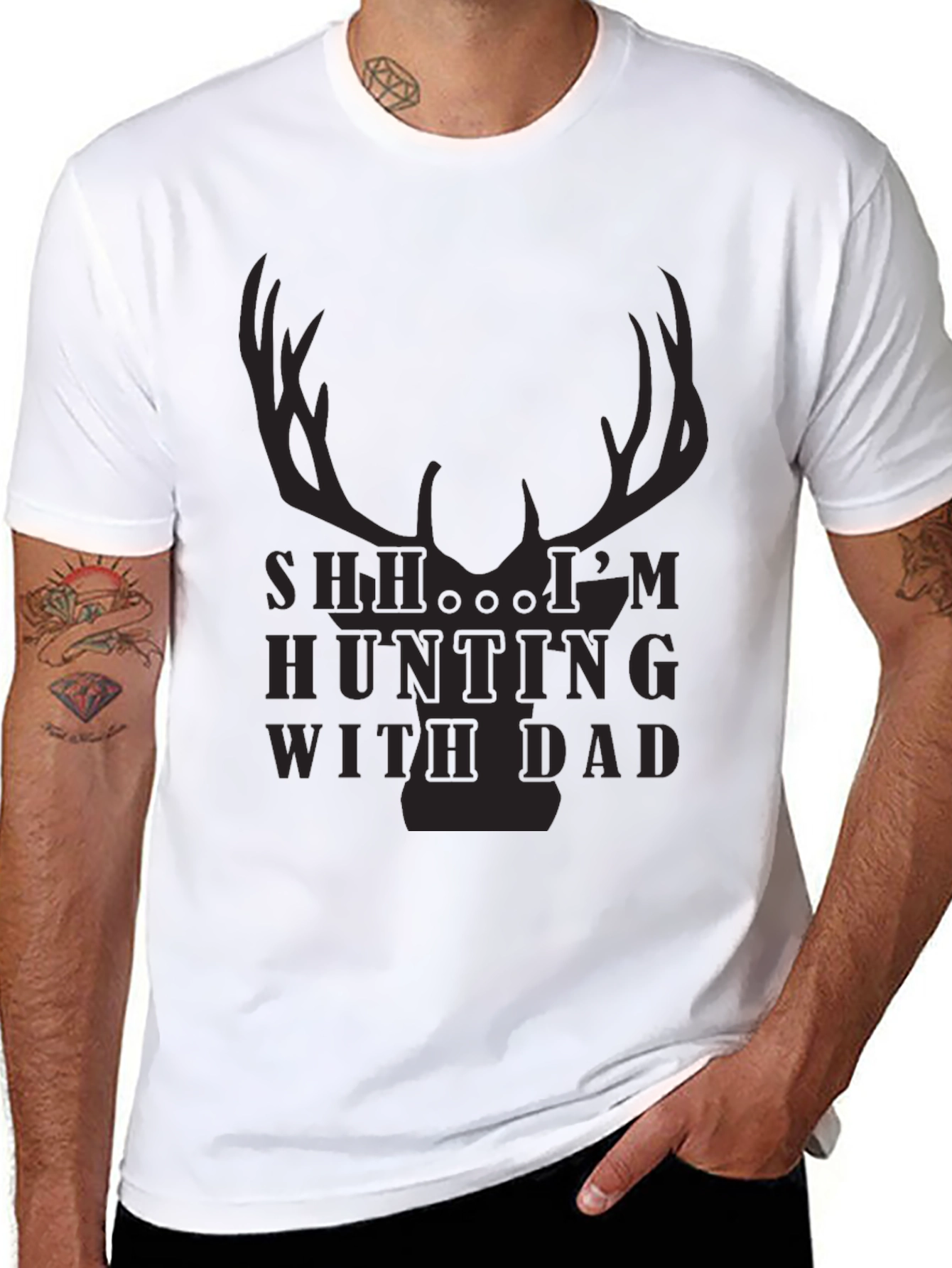 Hunting With Dad T-Shirt - Deer Antler Design