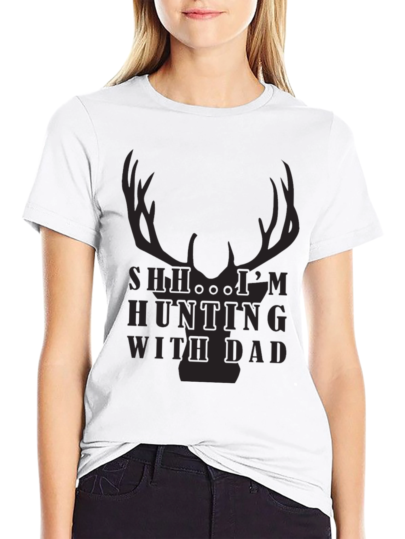 Hunting With Dad T-Shirt - Deer Antler Design