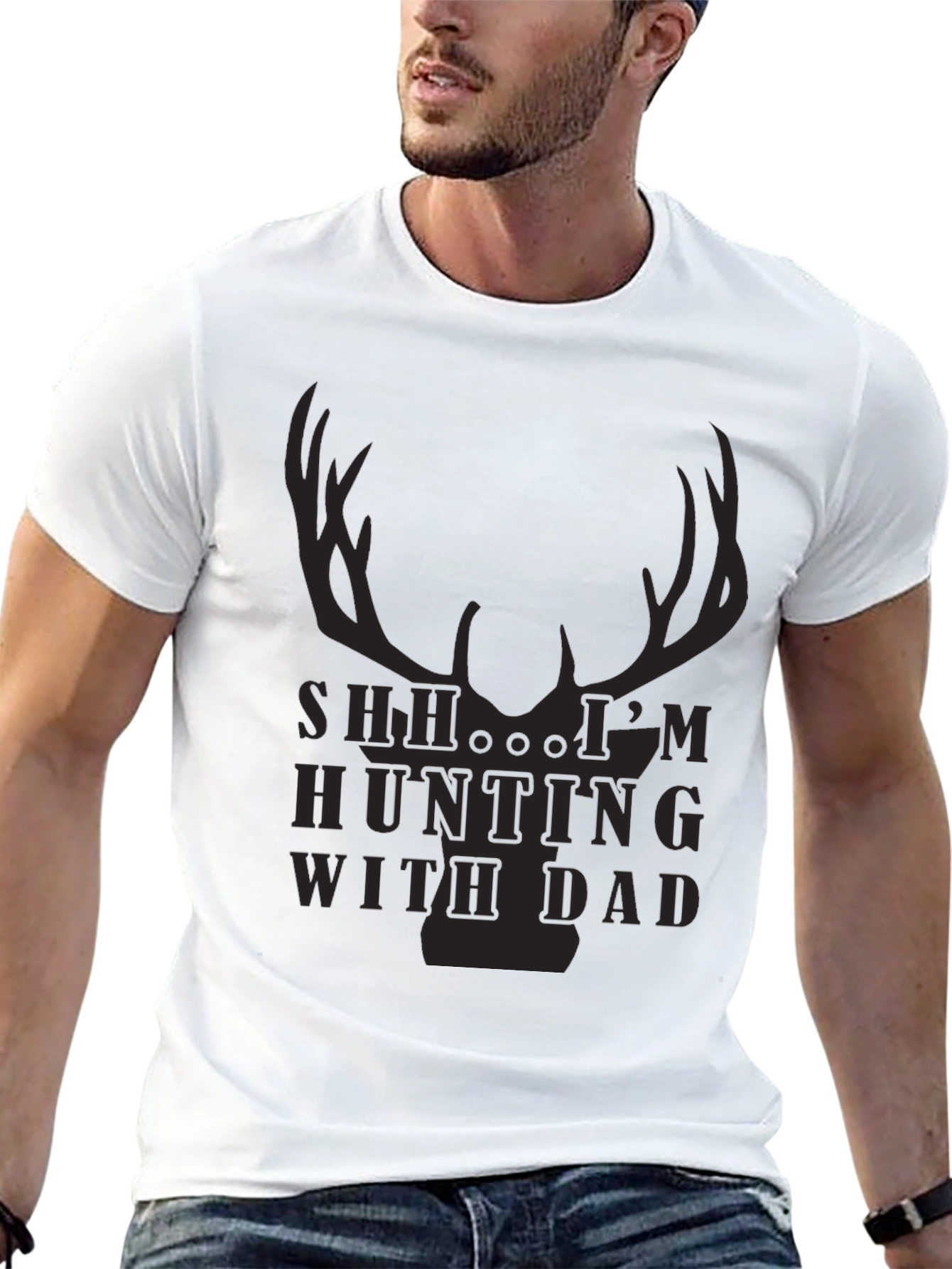 Hunting With Dad T-Shirt - Deer Antler Design