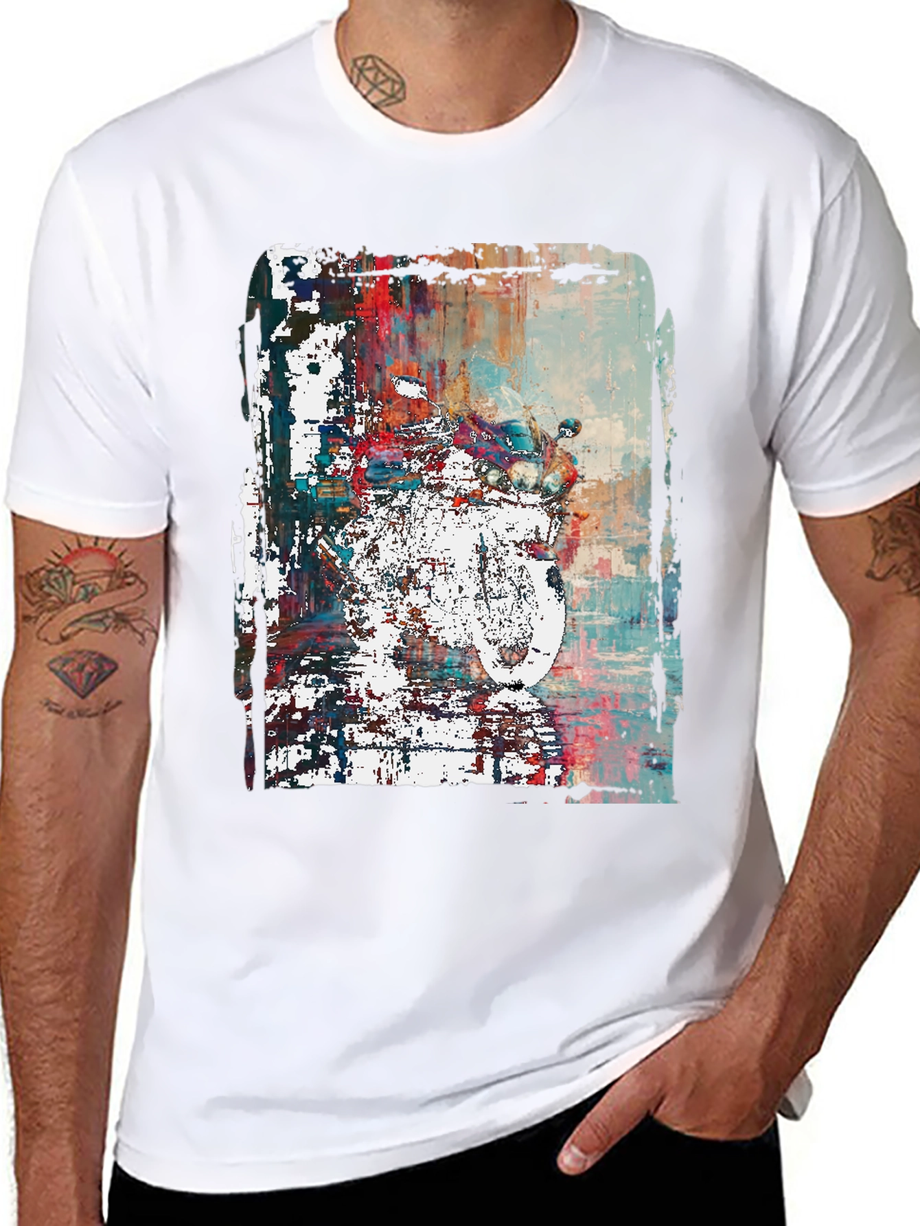 Abstract Motorcycle Graphic Print T-Shirt