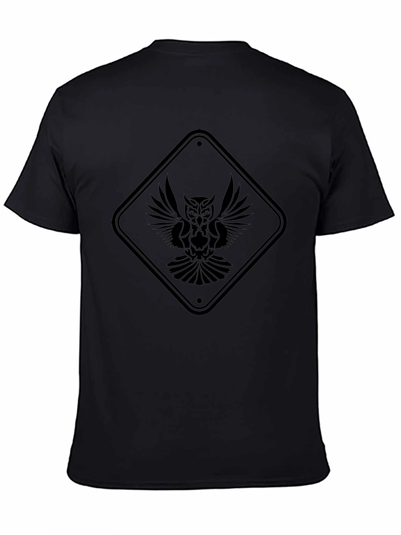 Black Owl Graphic Tee - Unique Diamond Sign Design