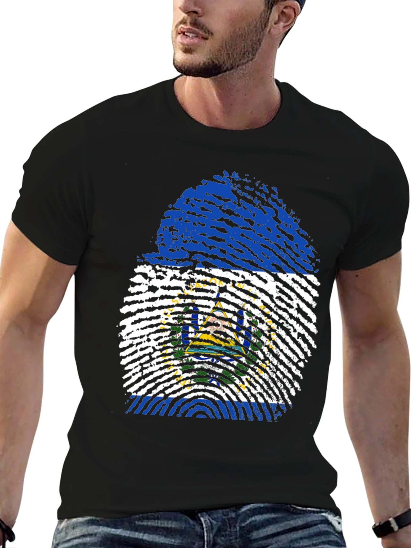 El Salvador Fingerprint Flag T-Shirt