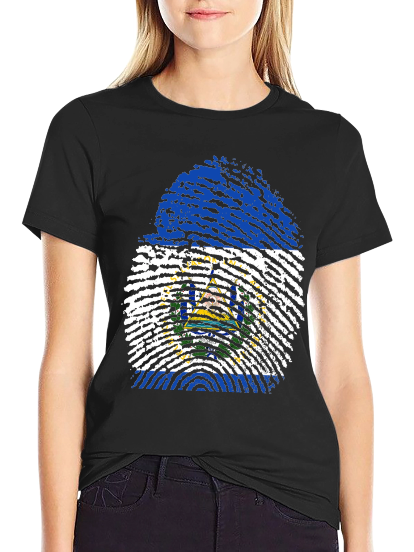 El Salvador Fingerprint Flag T-Shirt