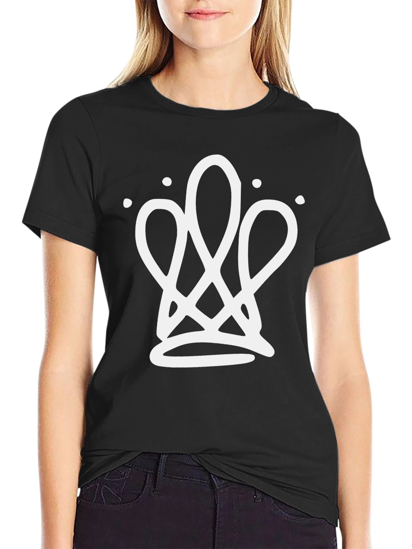 Abstract Crown Graphic Tee - Black