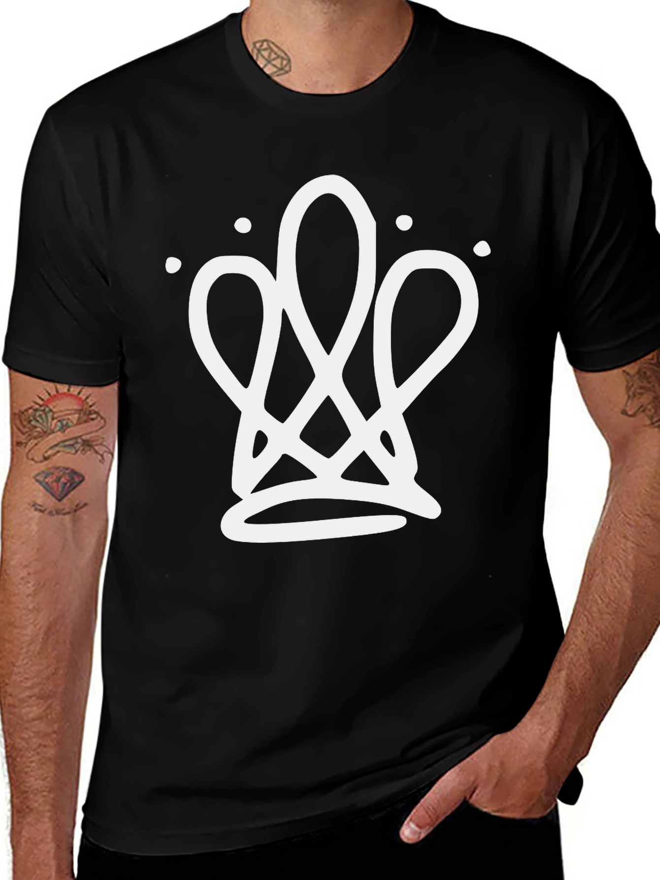 Abstract Crown Graphic Tee - Black
