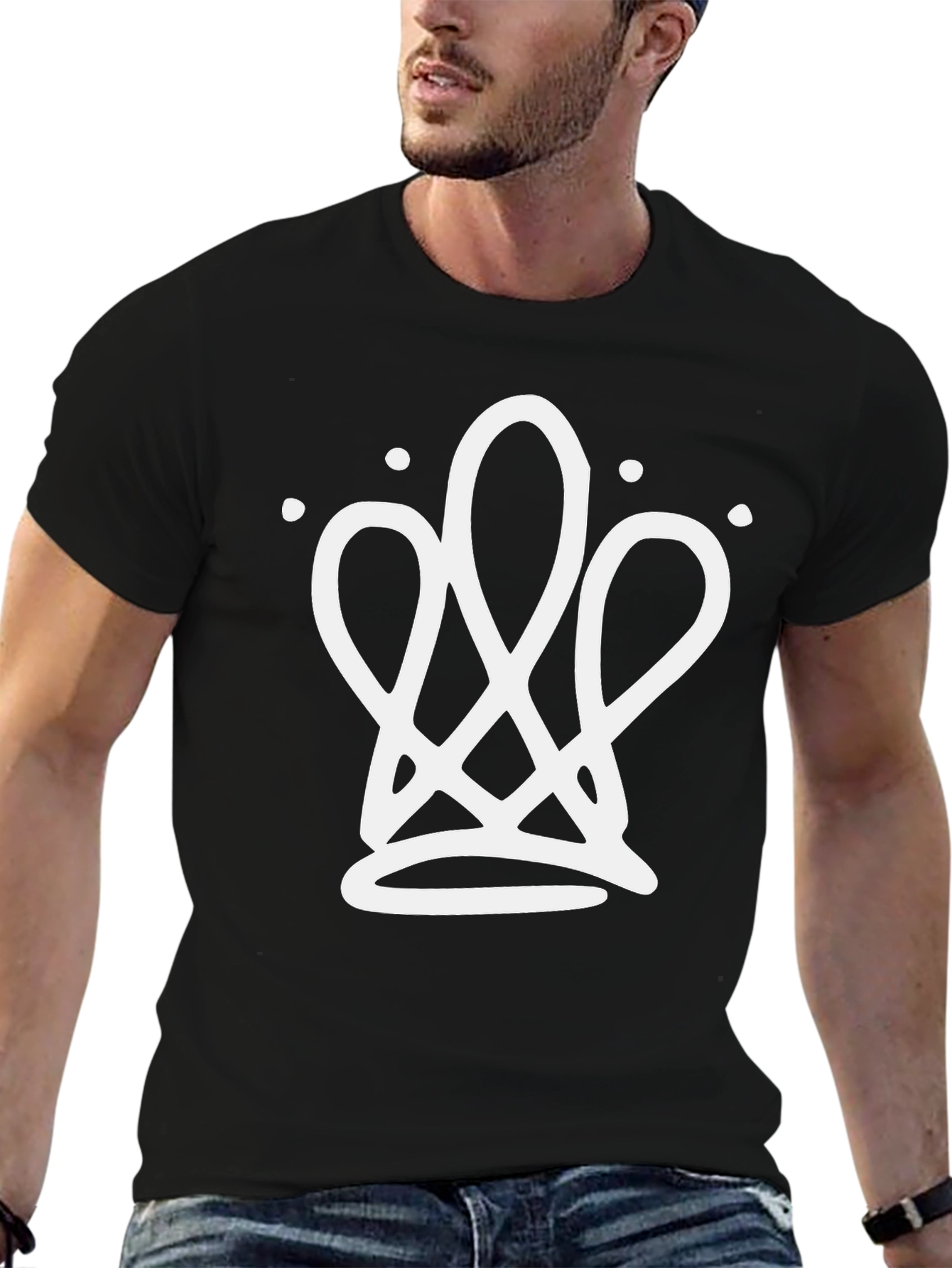 Abstract Crown Graphic Tee - Black