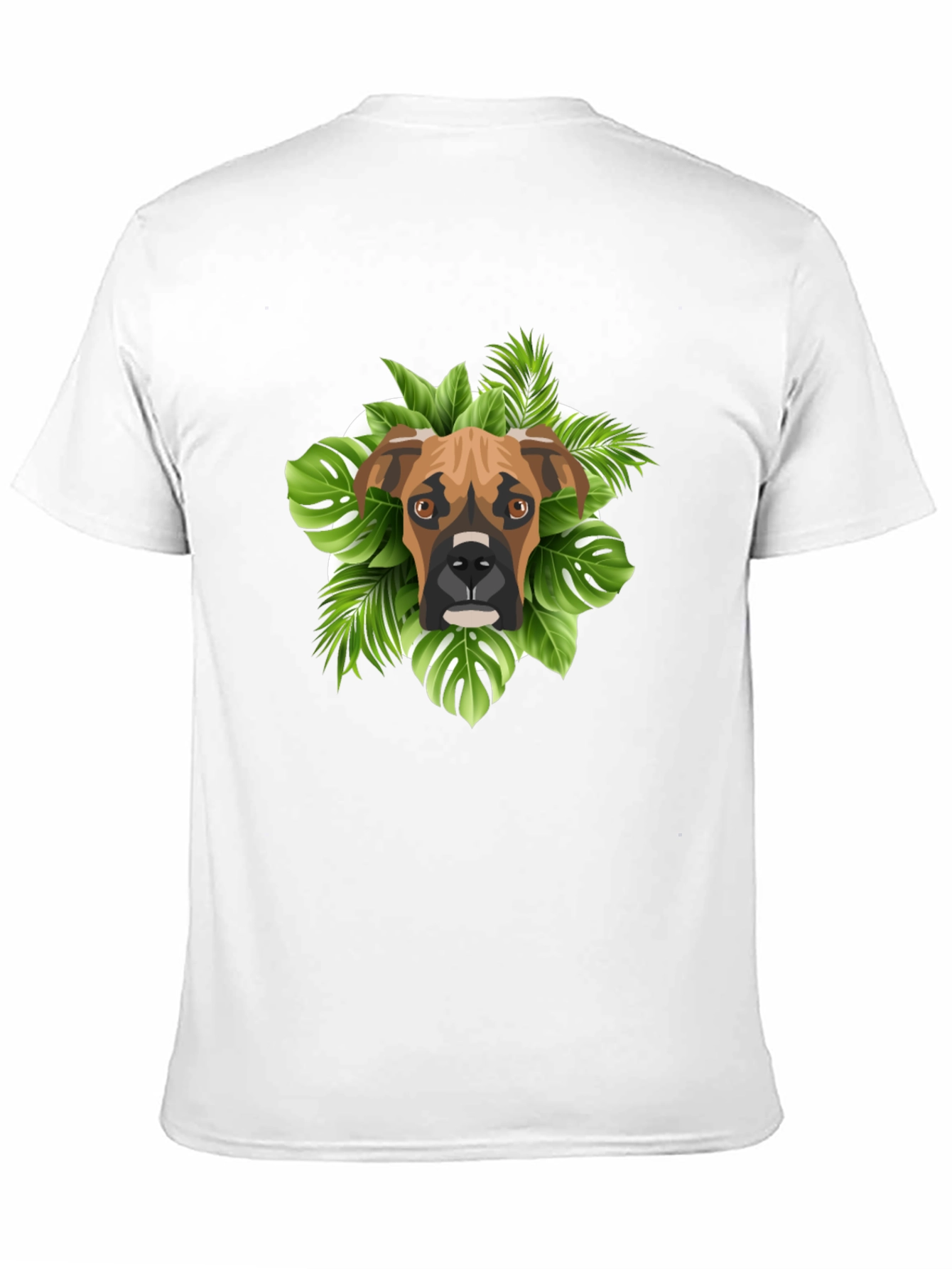 Boxer Dog Tropical Leaves Graphic T-Shirt