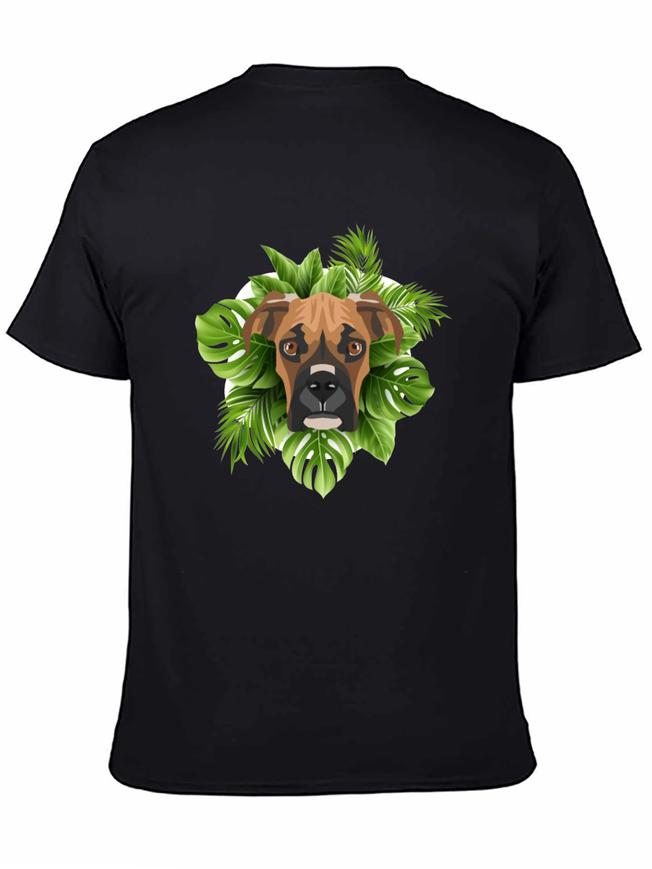 Boxer Dog Tropical Leaves Graphic T-Shirt