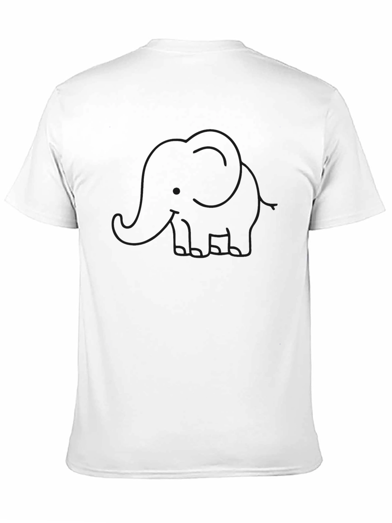 Elephant Outline Graphic Print Black T-Shirt