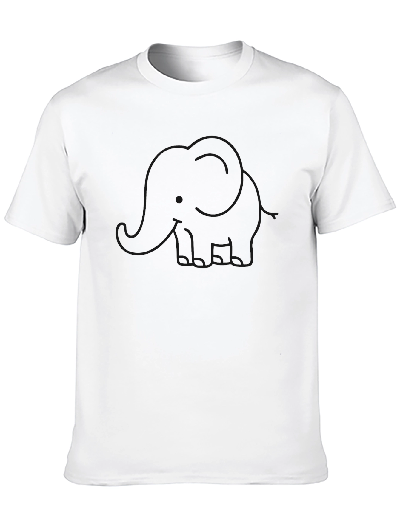 Elephant Outline Graphic Print Black T-Shirt