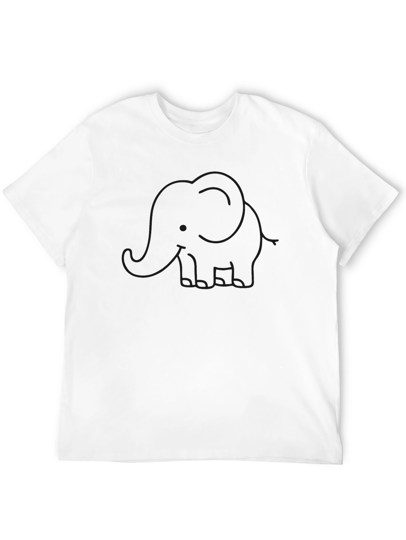 Elephant Outline Graphic Print Black T-Shirt