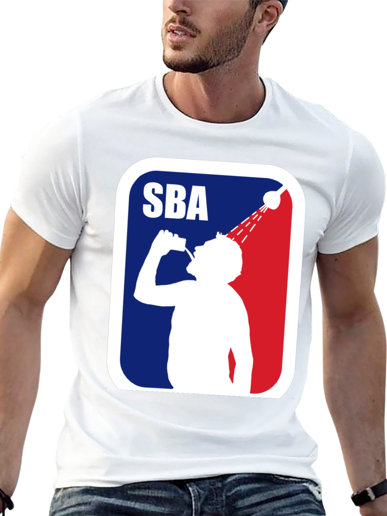 SBA Shower Beer League Funny Mens Black T-Shirt