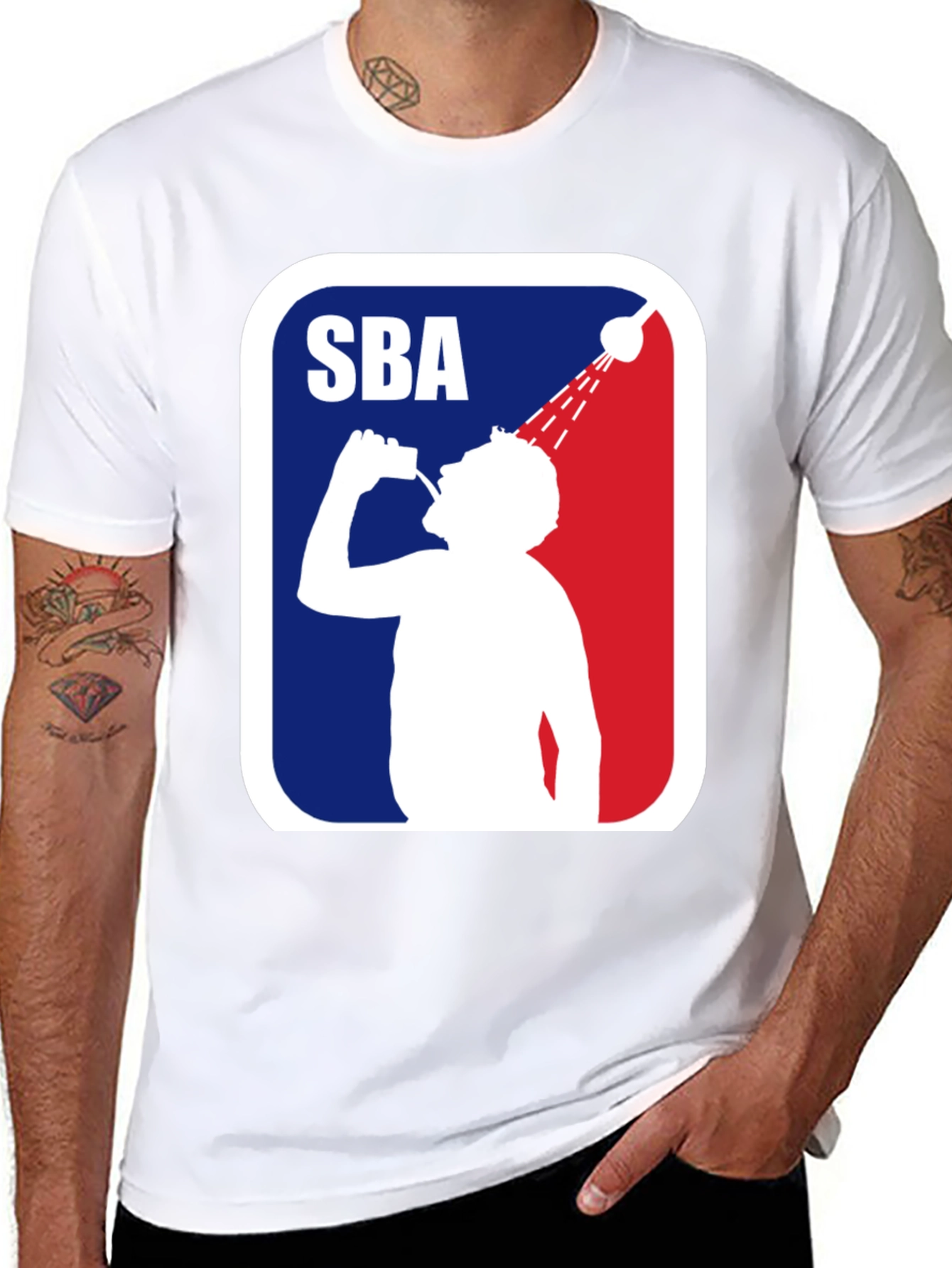 SBA Shower Beer League Funny Mens Black T-Shirt