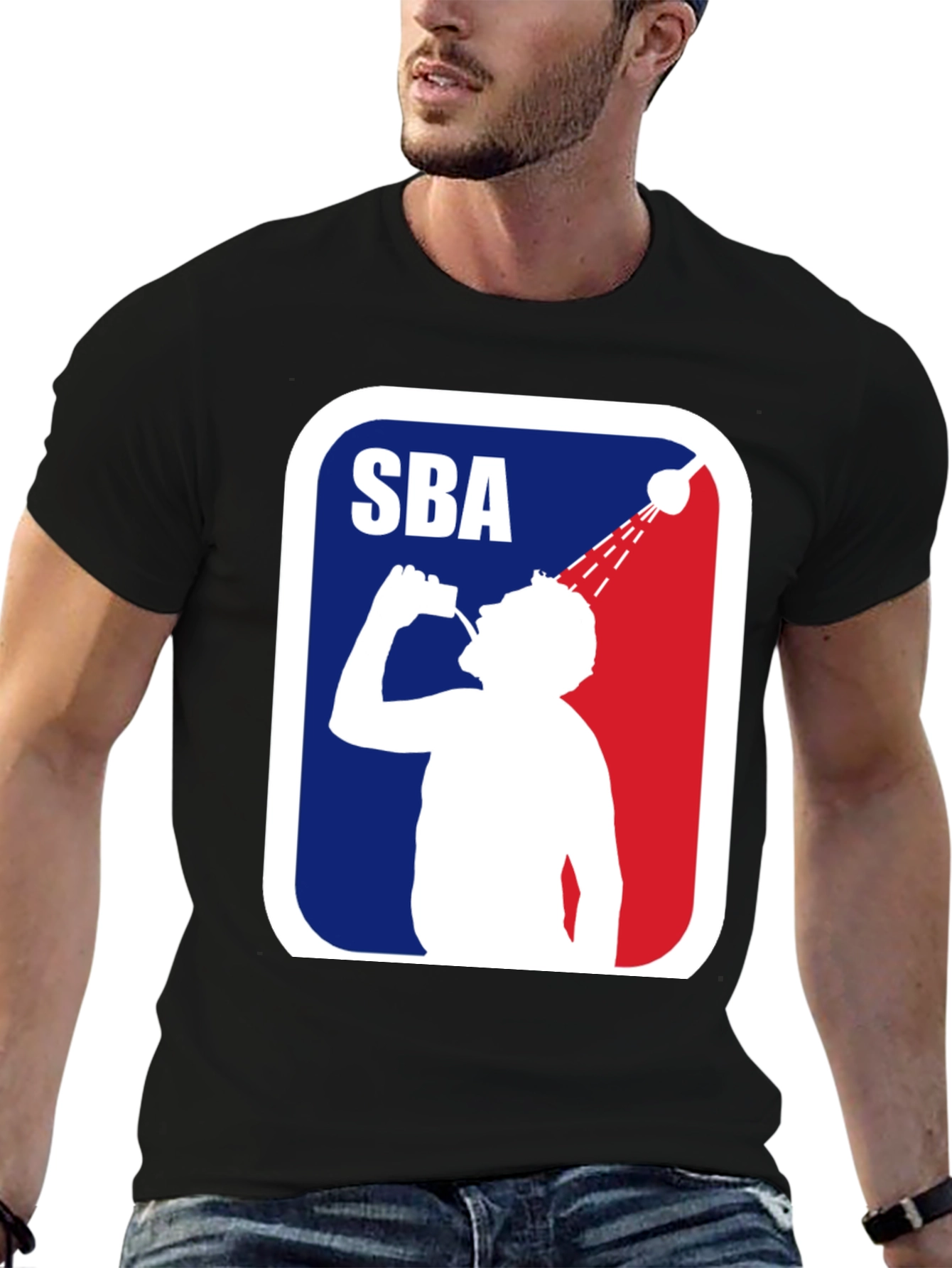 SBA Shower Beer League Funny Mens Black T-Shirt