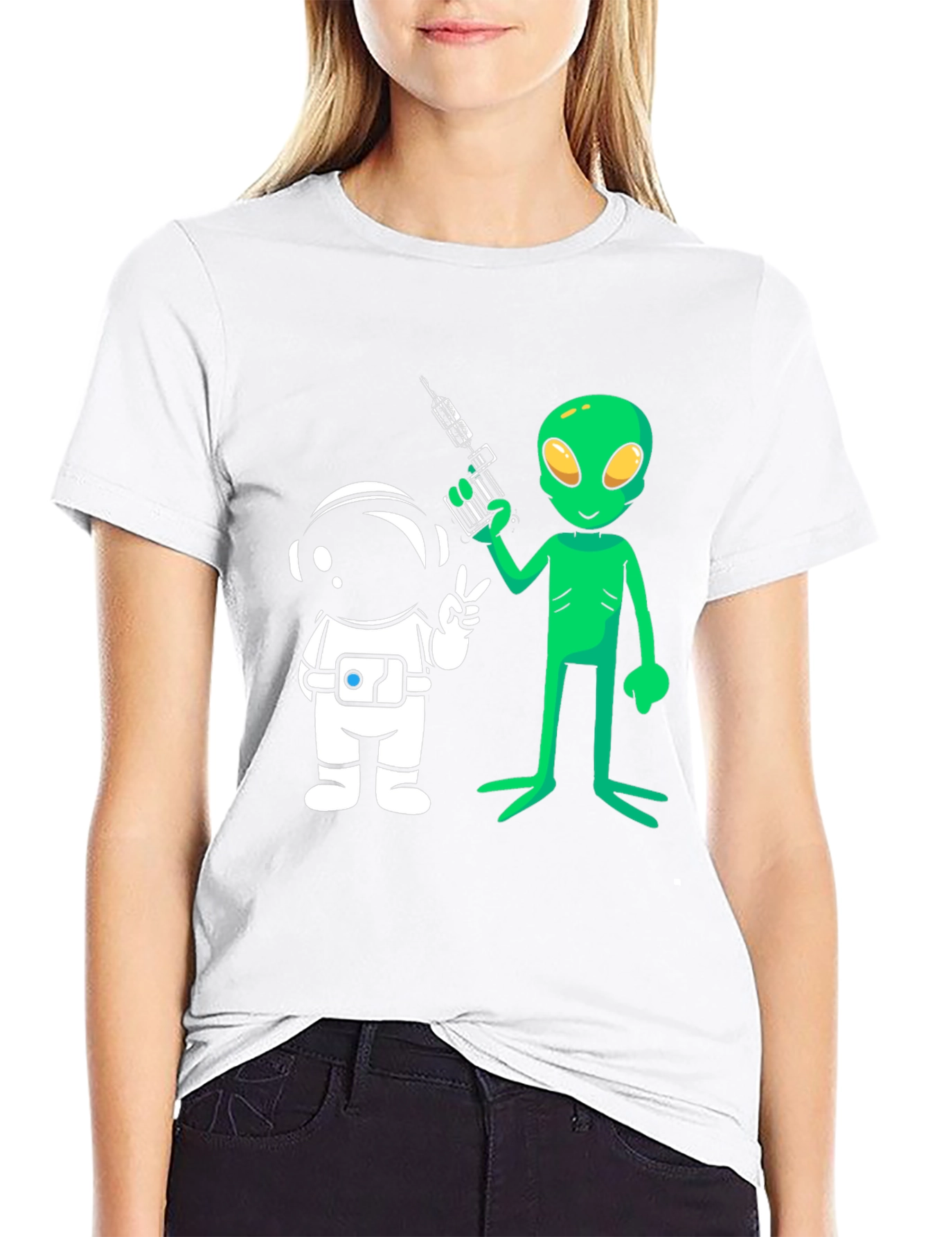 Alien & Astronaut Graphic Tee - Black