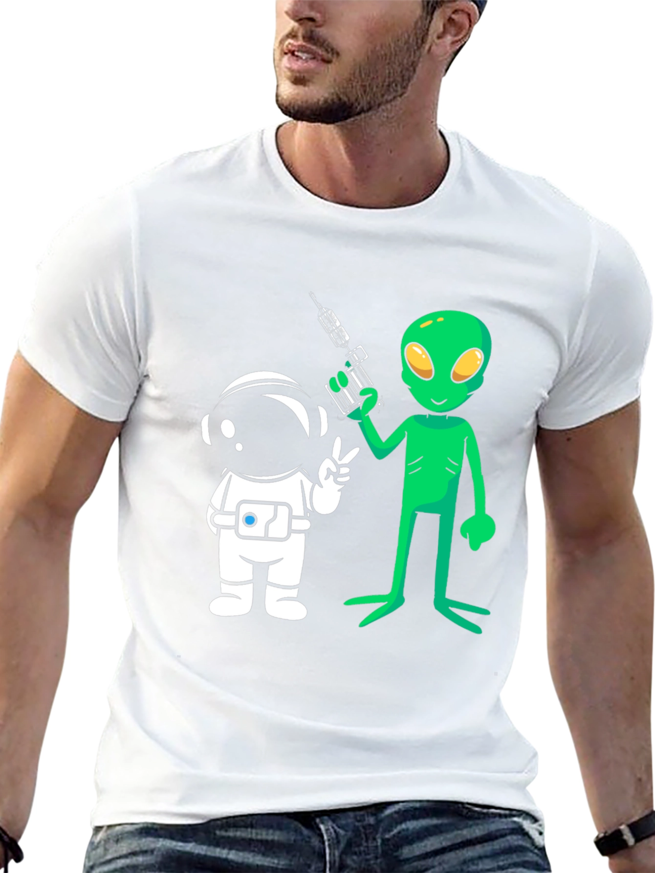 Alien & Astronaut Graphic Tee - Black