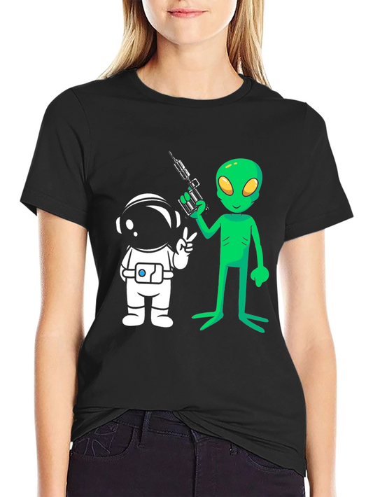 Alien & Astronaut Graphic Tee - Black