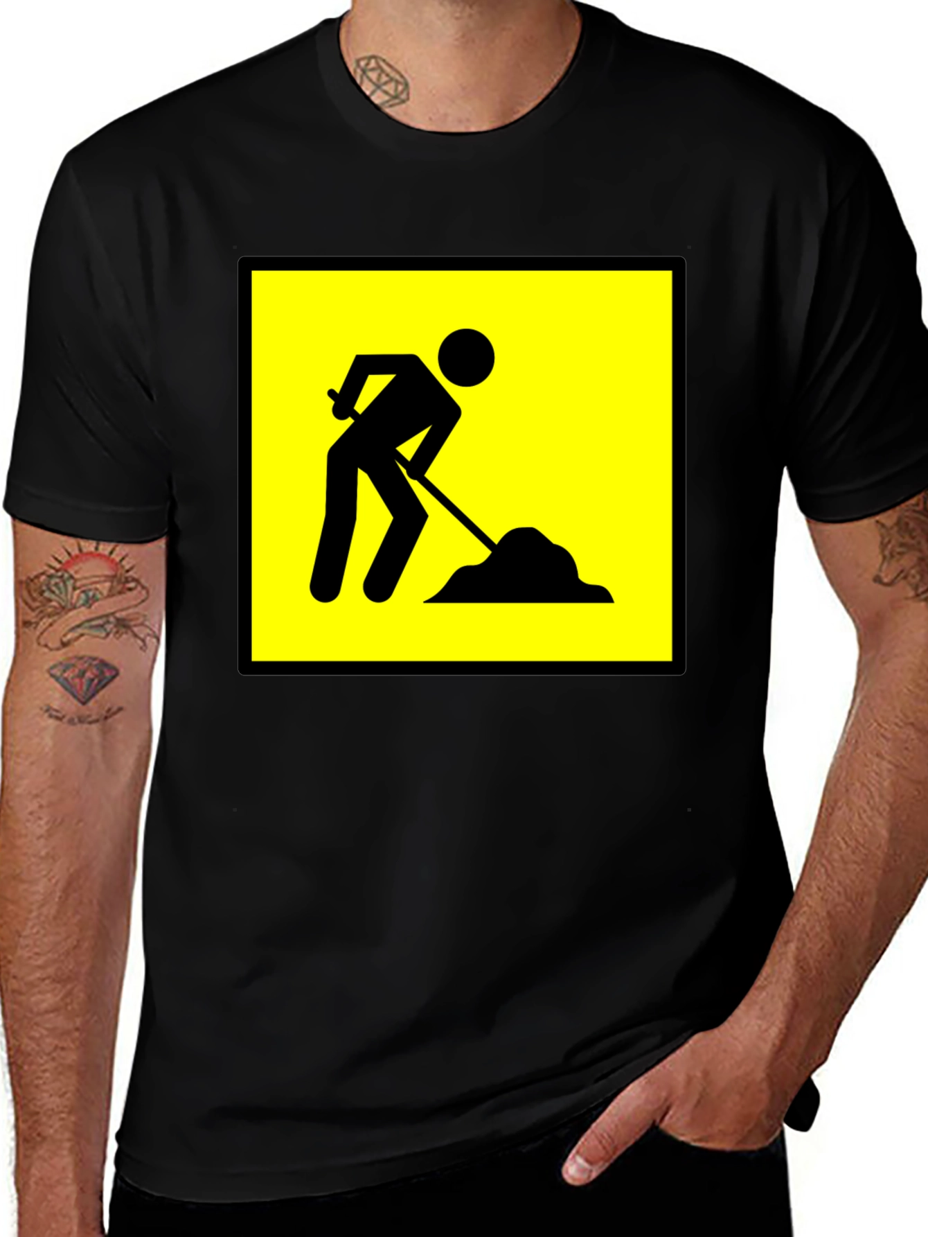 Mens Black Construction Crew T-Shirt