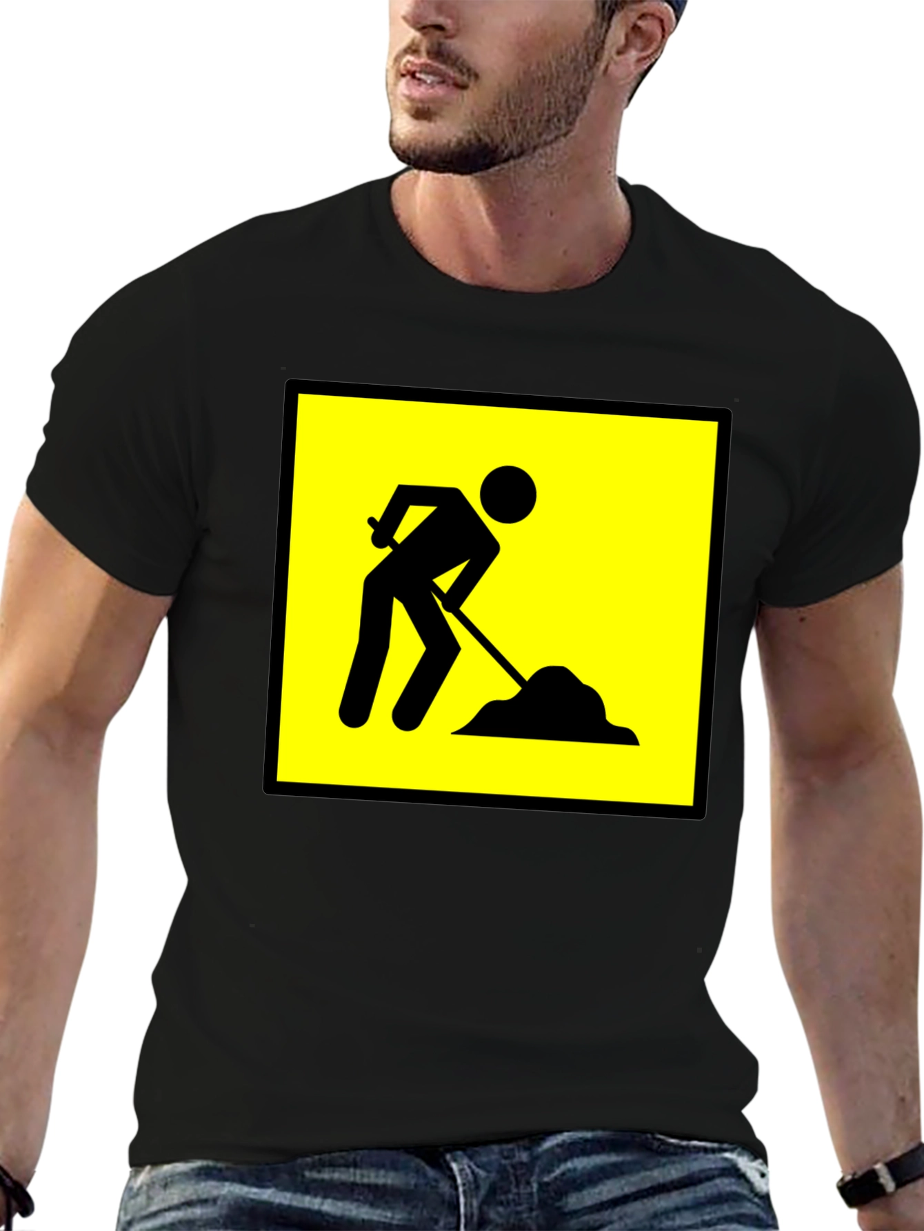 Mens Black Construction Crew T-Shirt