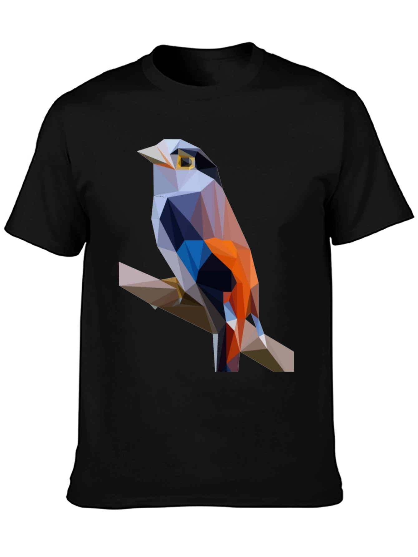 Geometric Bird Print Black T-Shirt