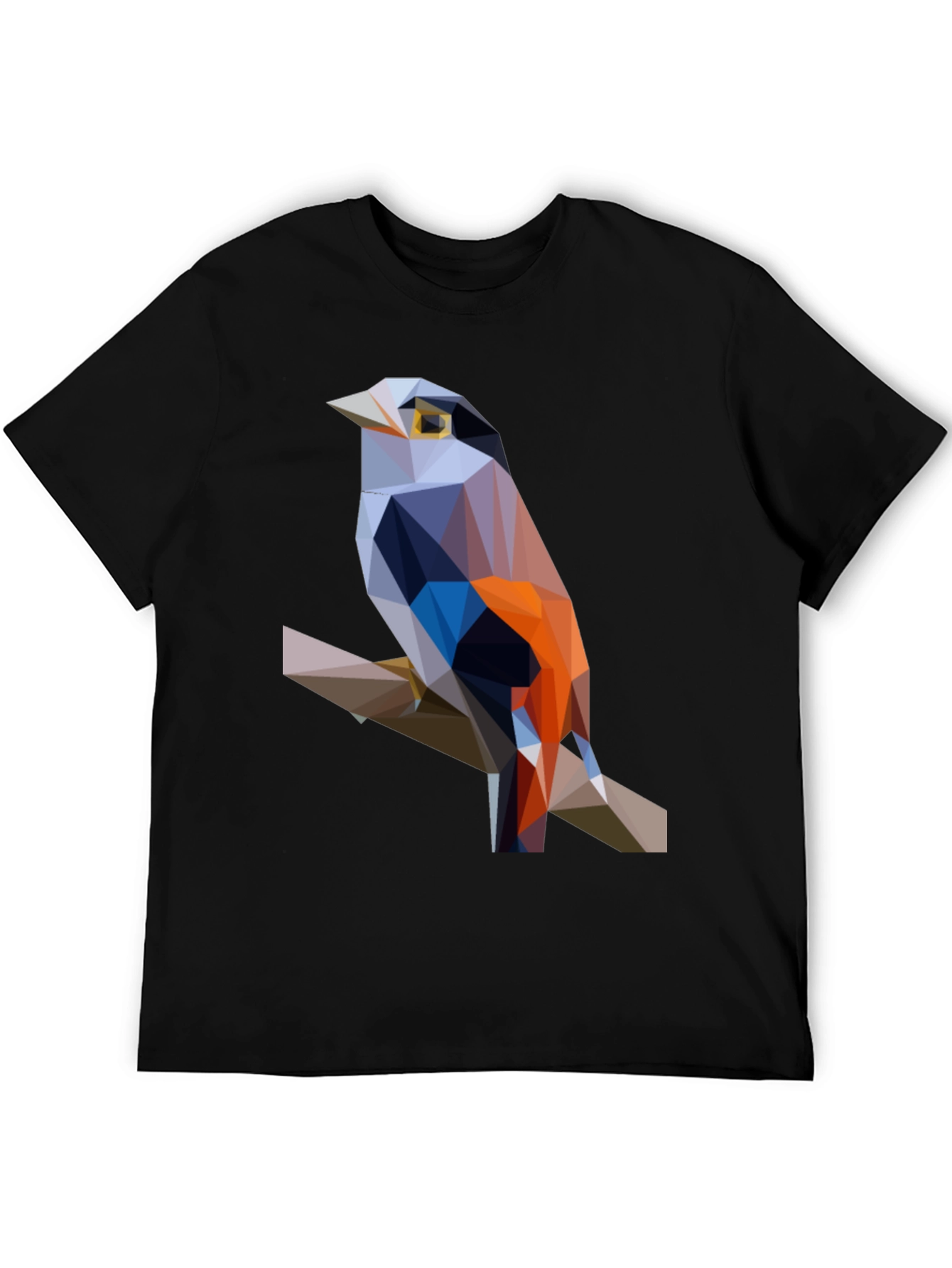 Geometric Bird Print Black T-Shirt