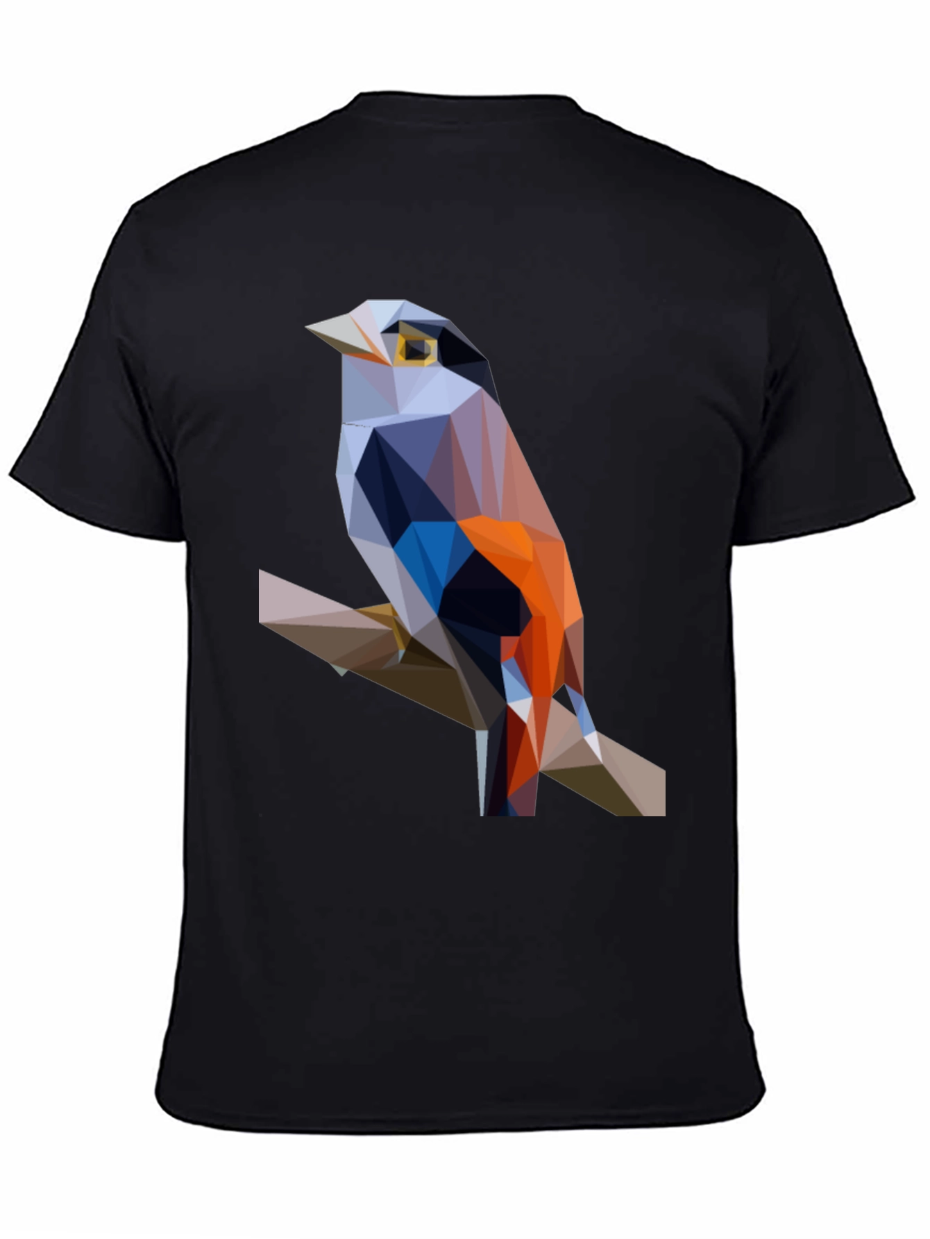 Geometric Bird Print Black T-Shirt