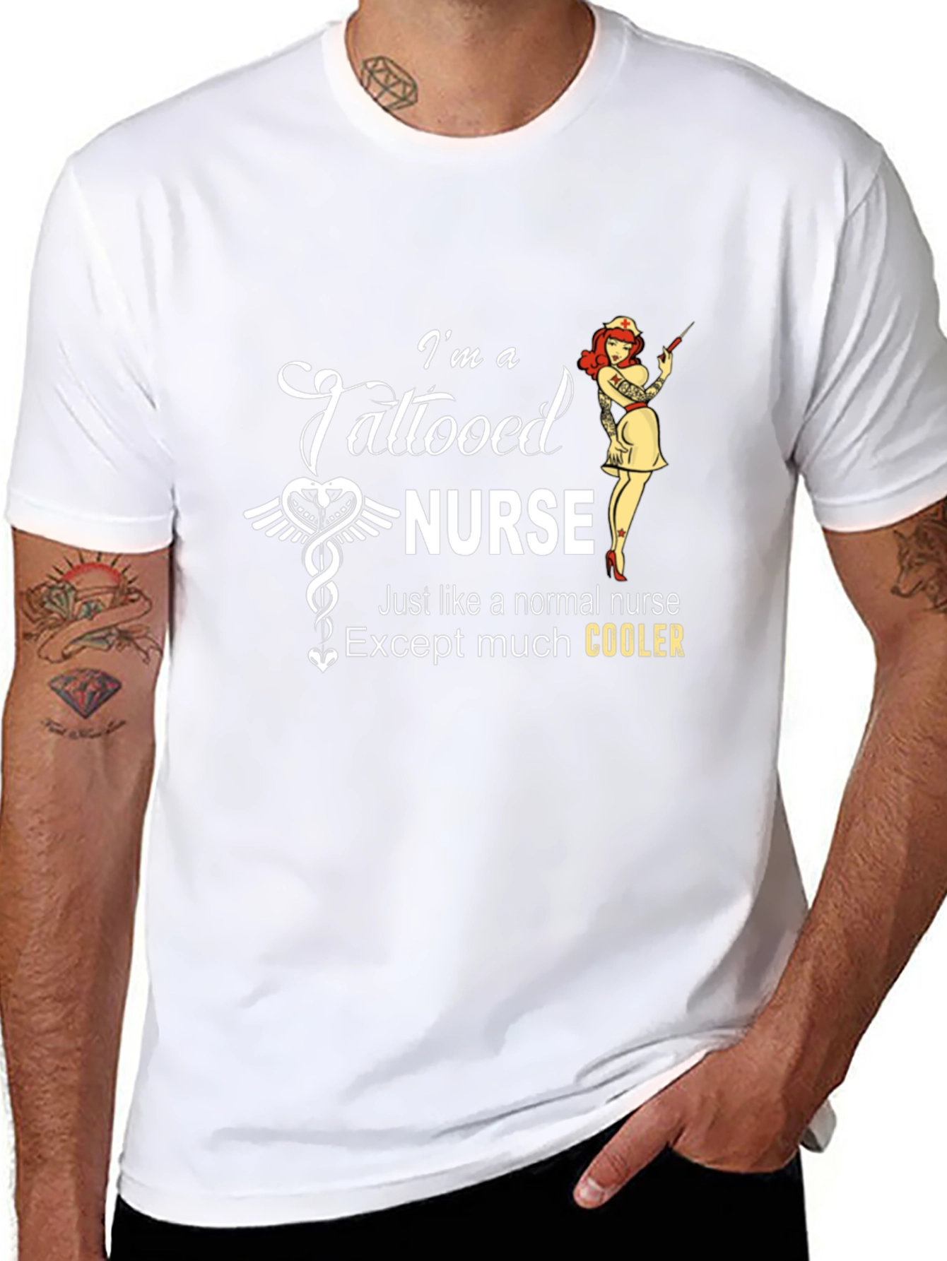 Tattooed Nurse Graphic Tee - Cool Nurse Shirt