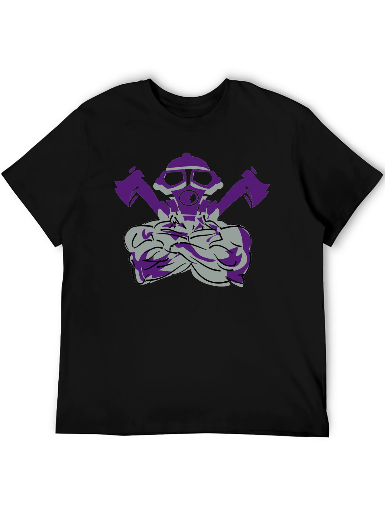 Gas Mask & Axe Graphic Tee - Black