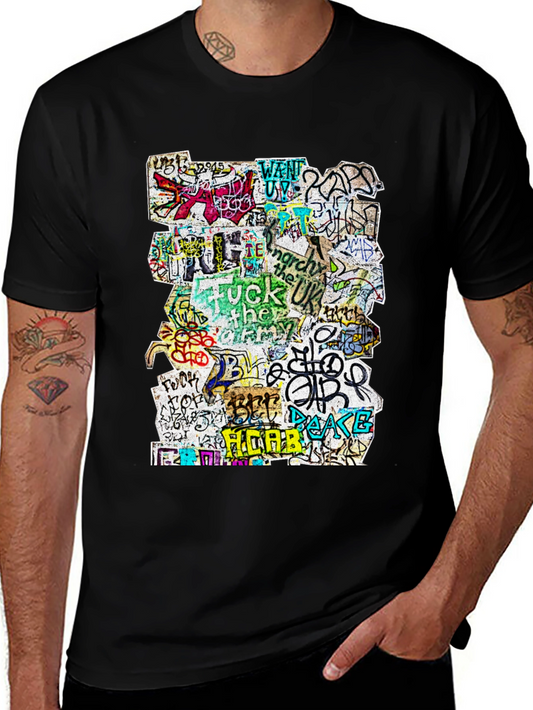 Graffiti Art Print Black T-Shirt