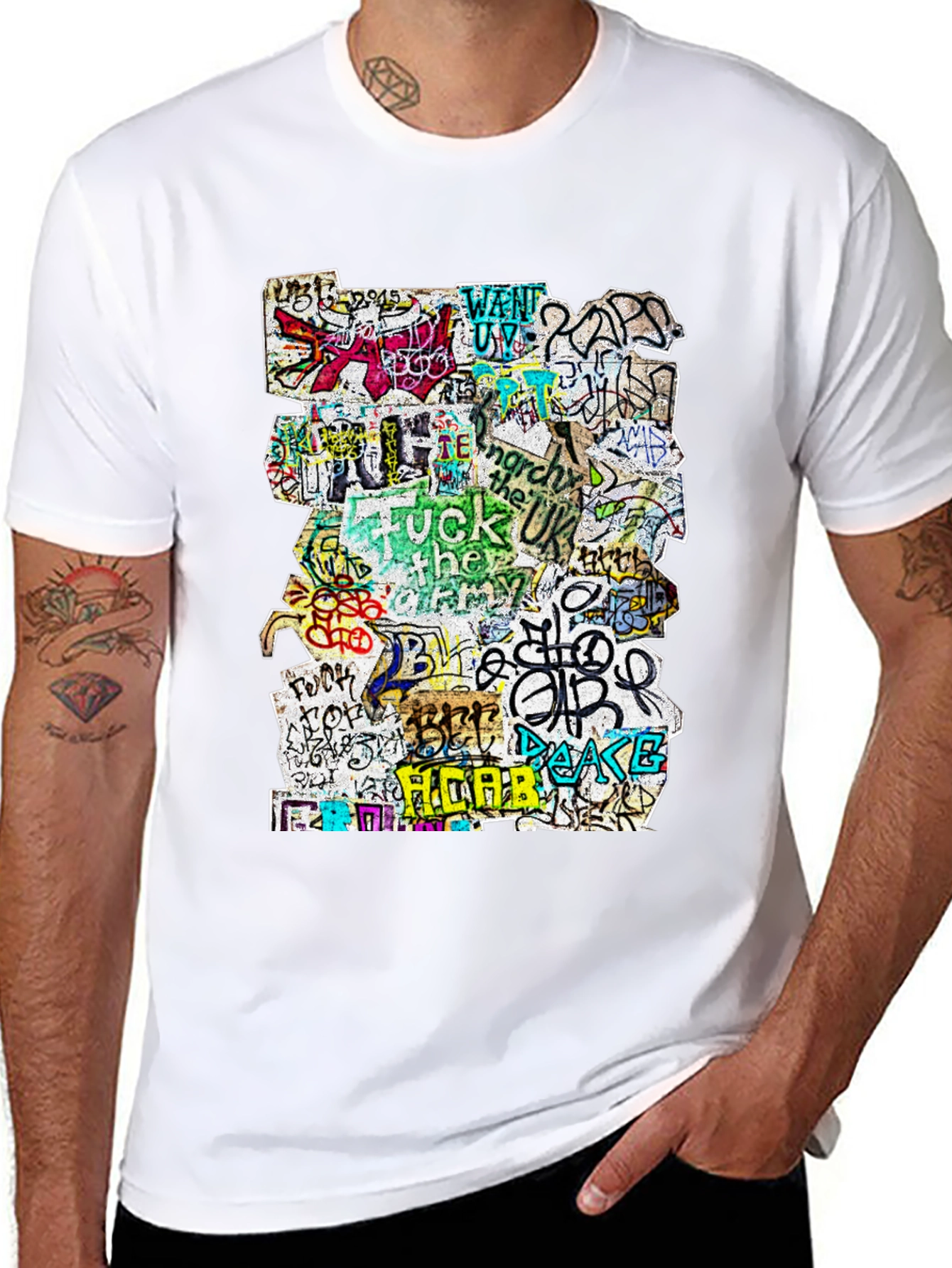 Graffiti Art Print Black T-Shirt