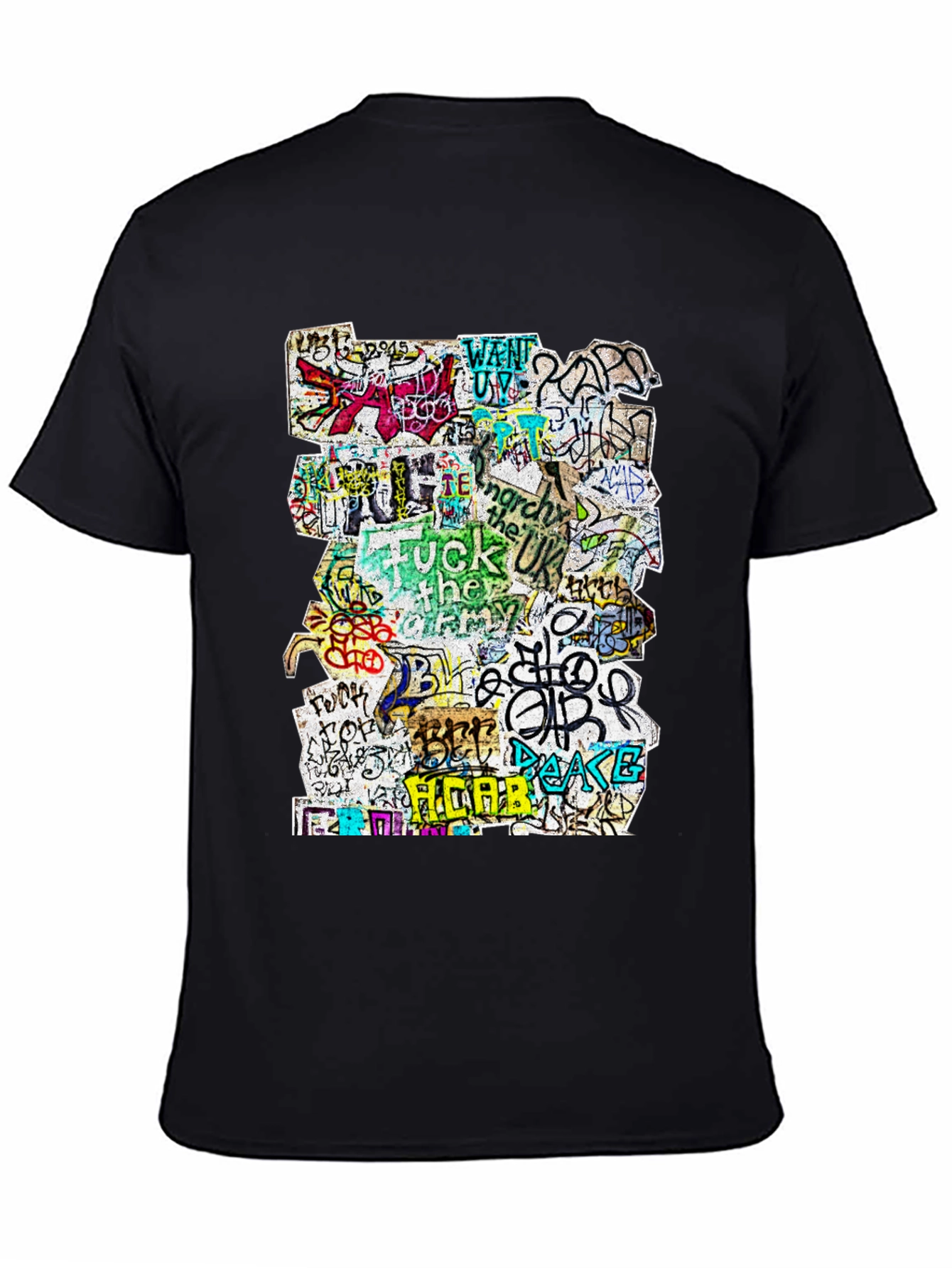 Graffiti Art Print Black T-Shirt