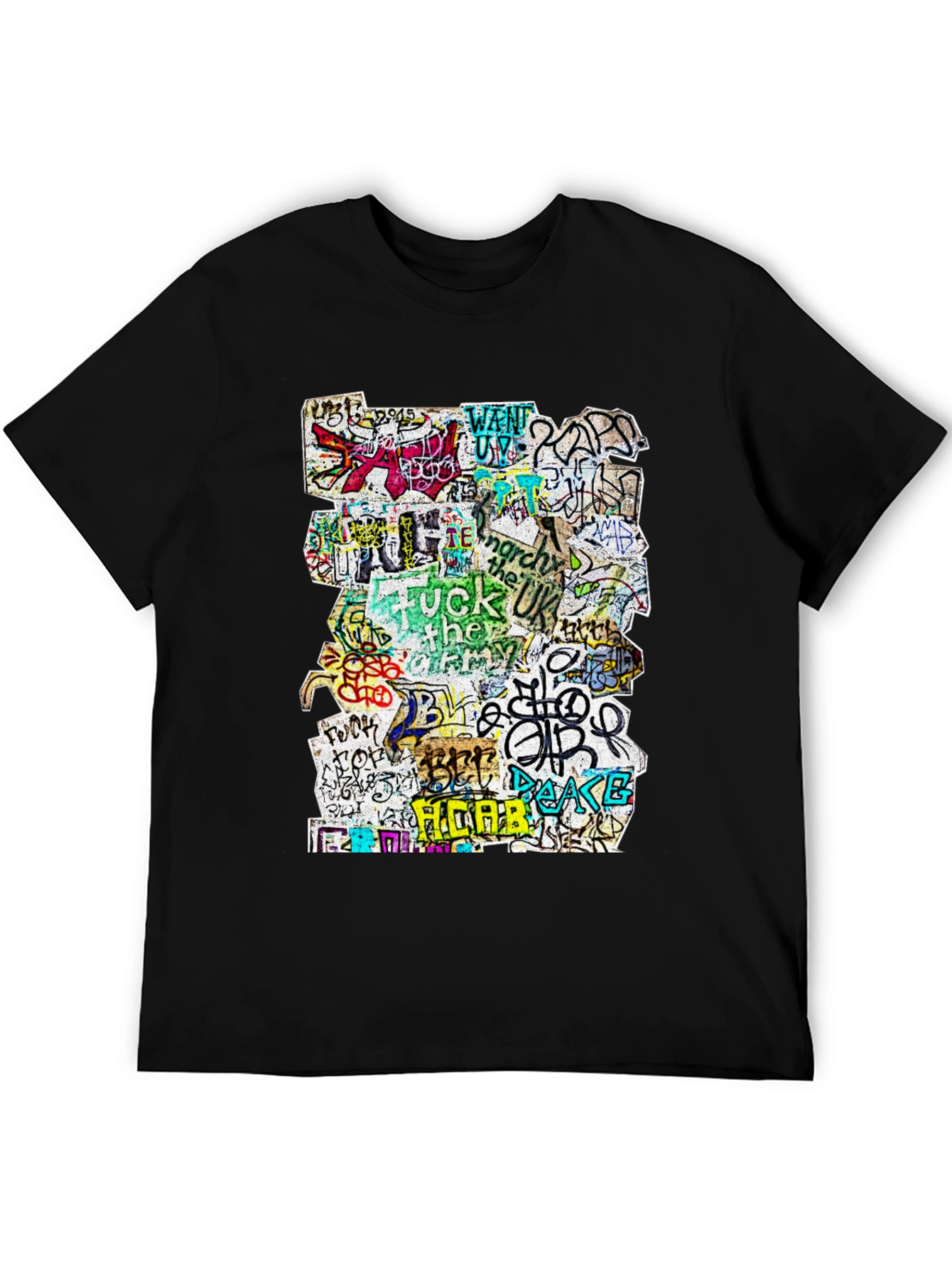 Graffiti Art Print Black T-Shirt