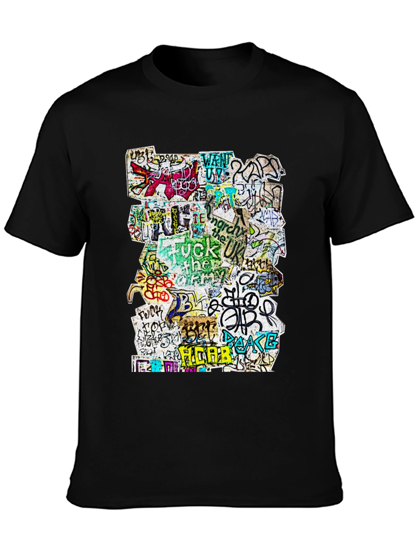 Graffiti Art Print Black T-Shirt