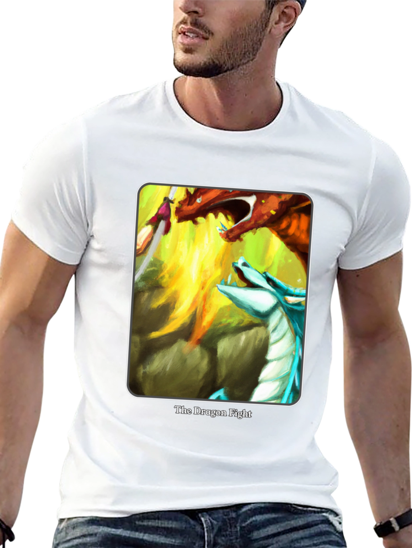 Dragon Fight Graphic Tee - Fantasy Art T-Shirt