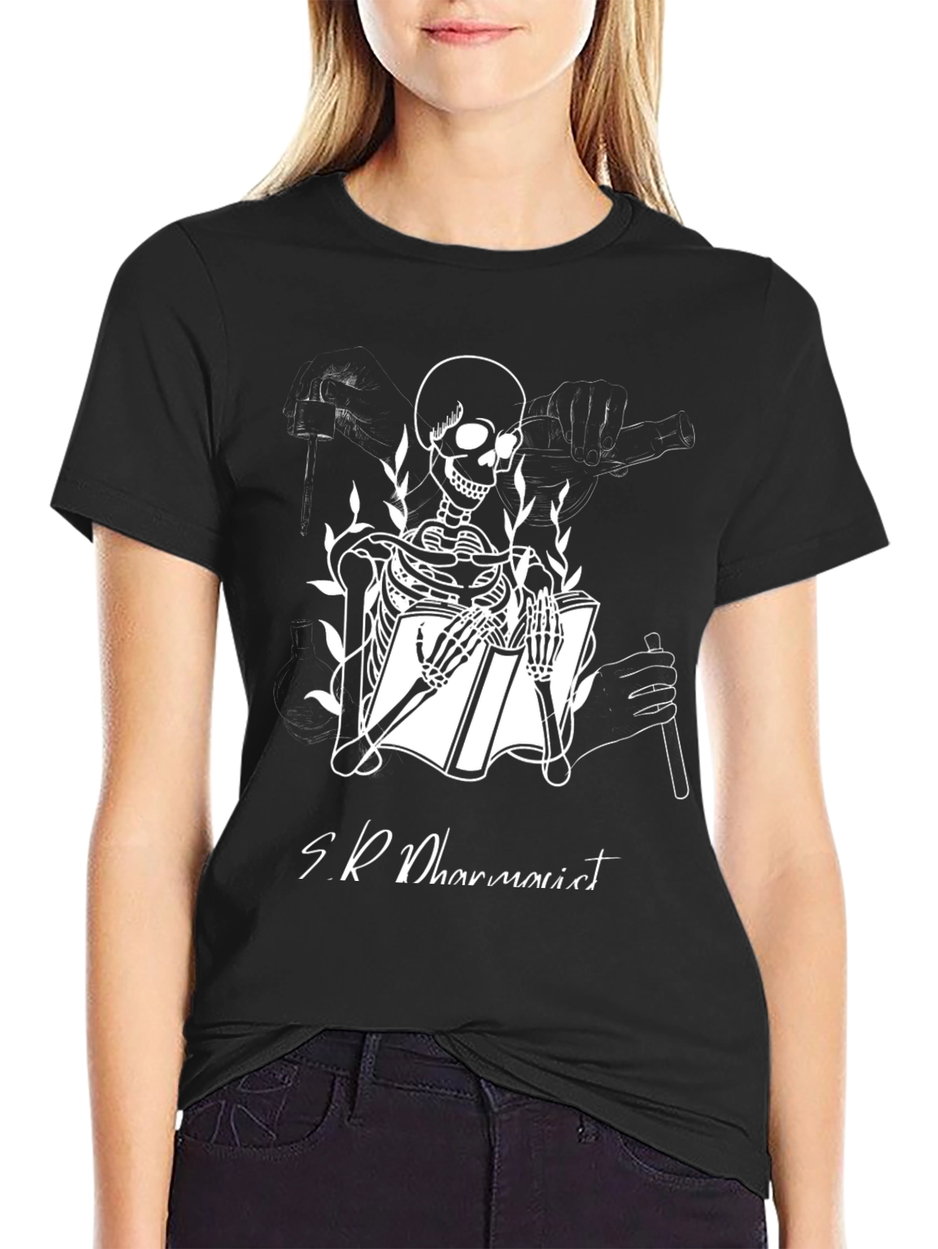 Skeleton Pharmacist Black T-Shirt