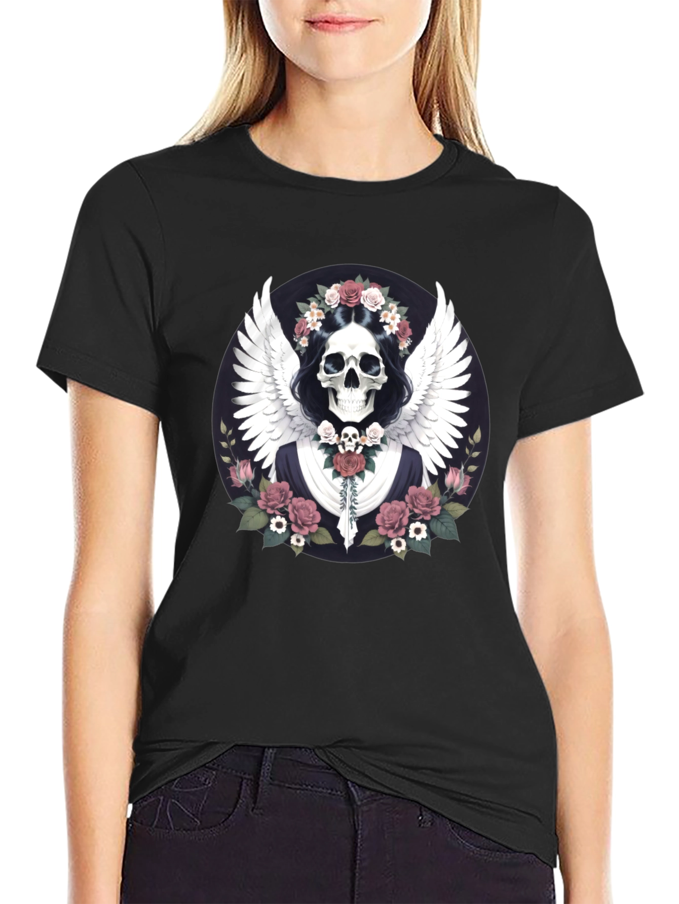 Skull & Wings Graphic Black T-Shirt