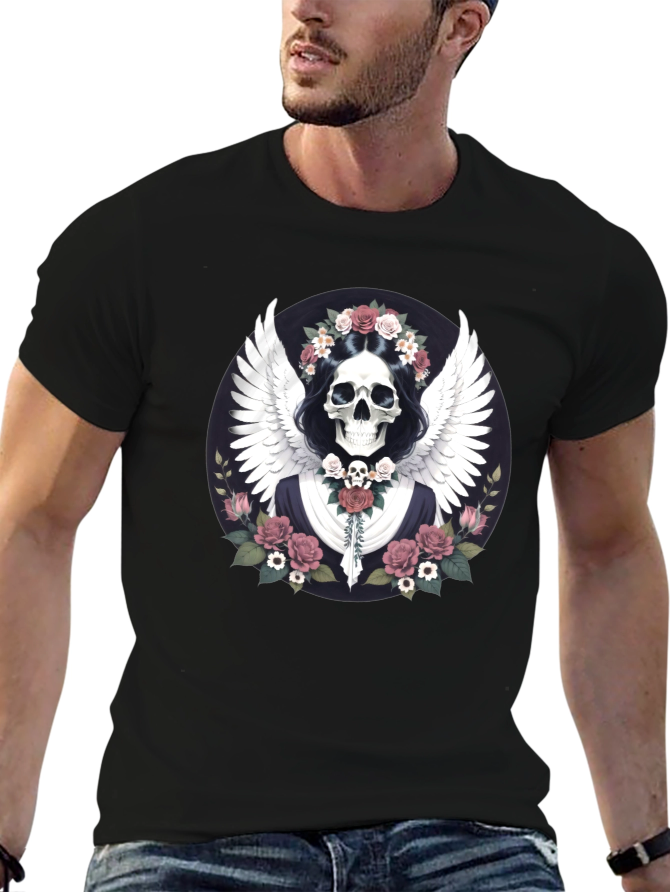 Skull & Wings Graphic Black T-Shirt
