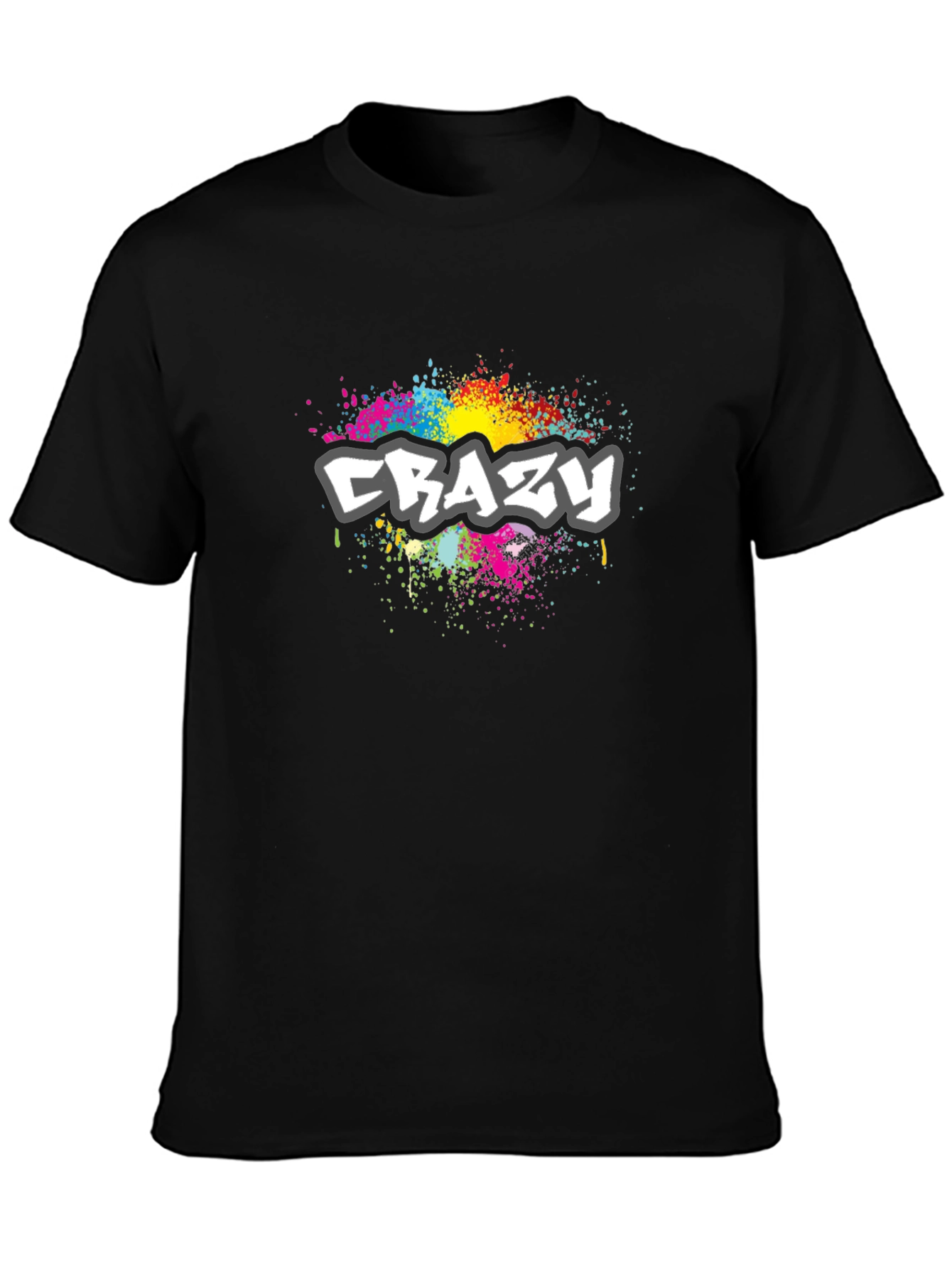 Mens Black Crazy Graphic T-Shirt