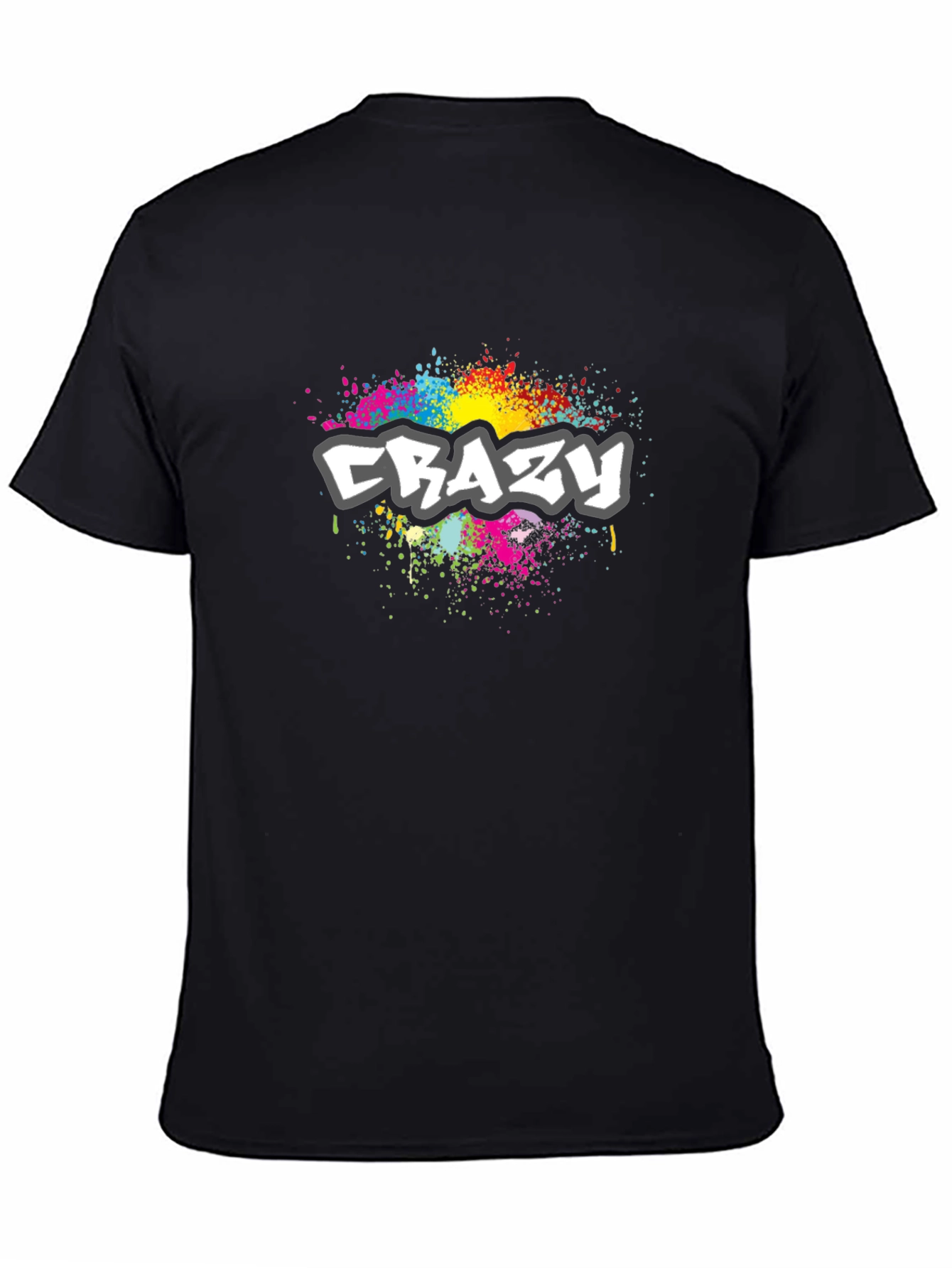 Mens Black Crazy Graphic T-Shirt