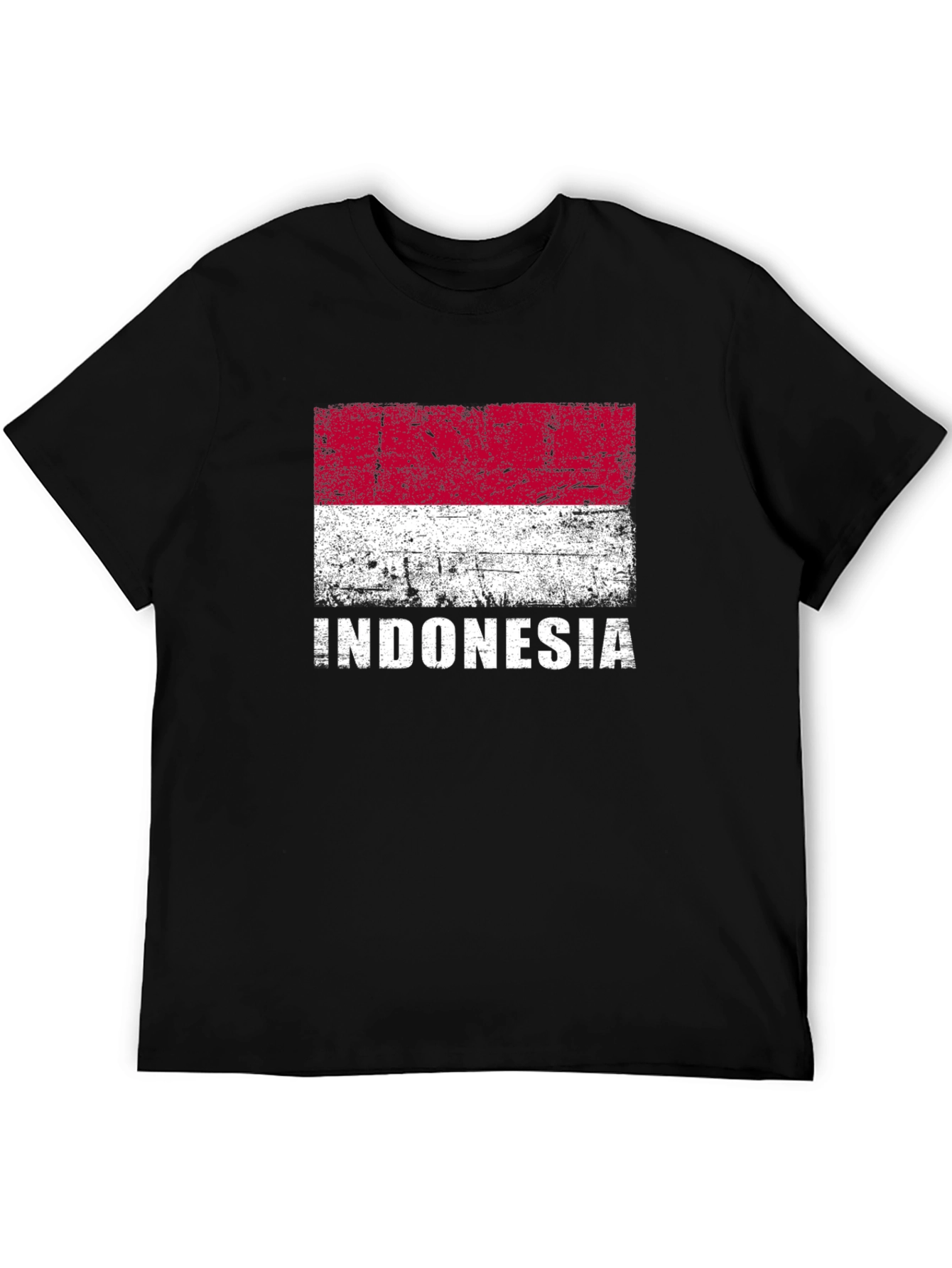 Indonesia Flag Graphic Tee - Black Cotton Shirt