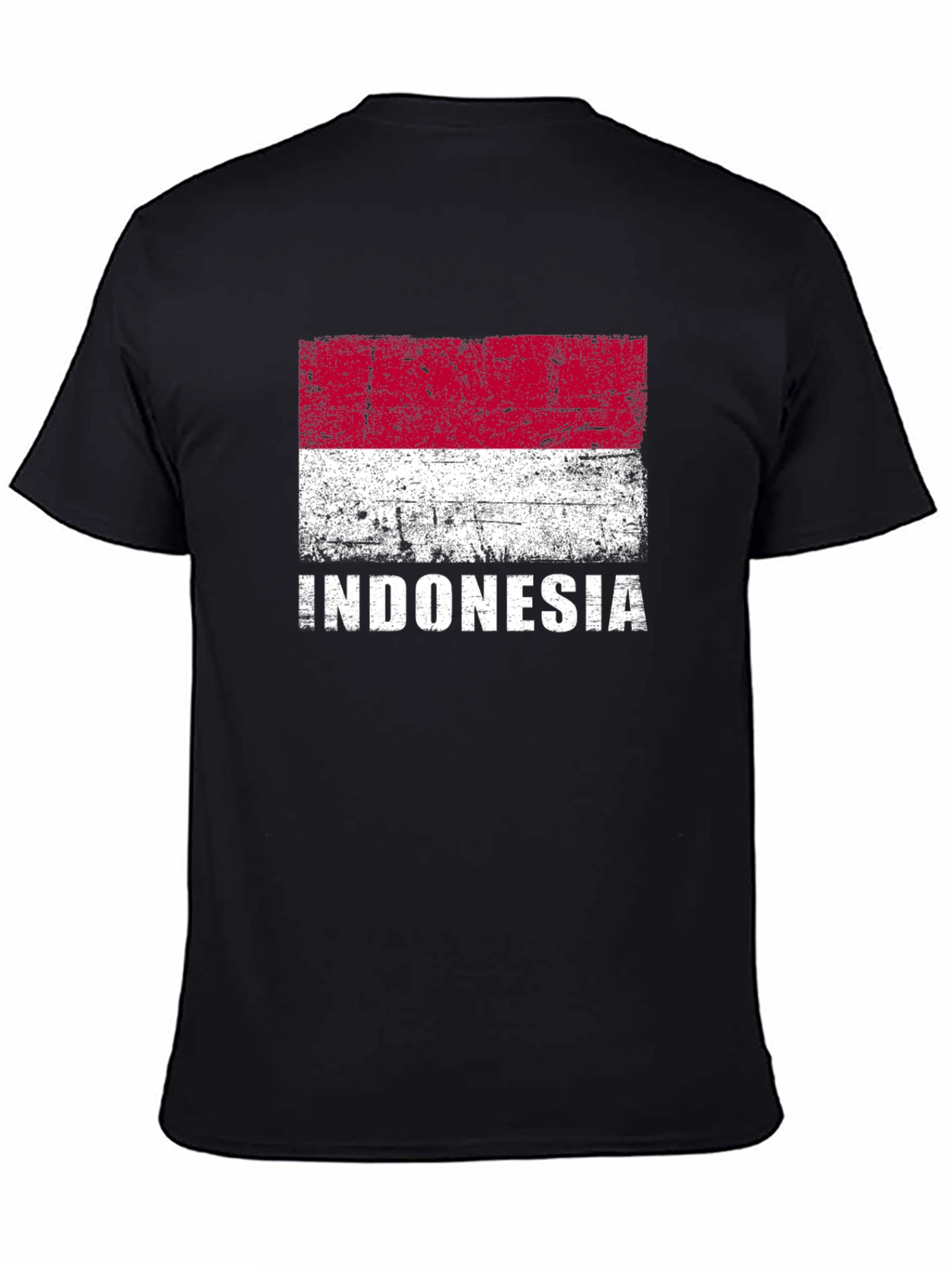 Indonesia Flag Graphic Tee - Black Cotton Shirt