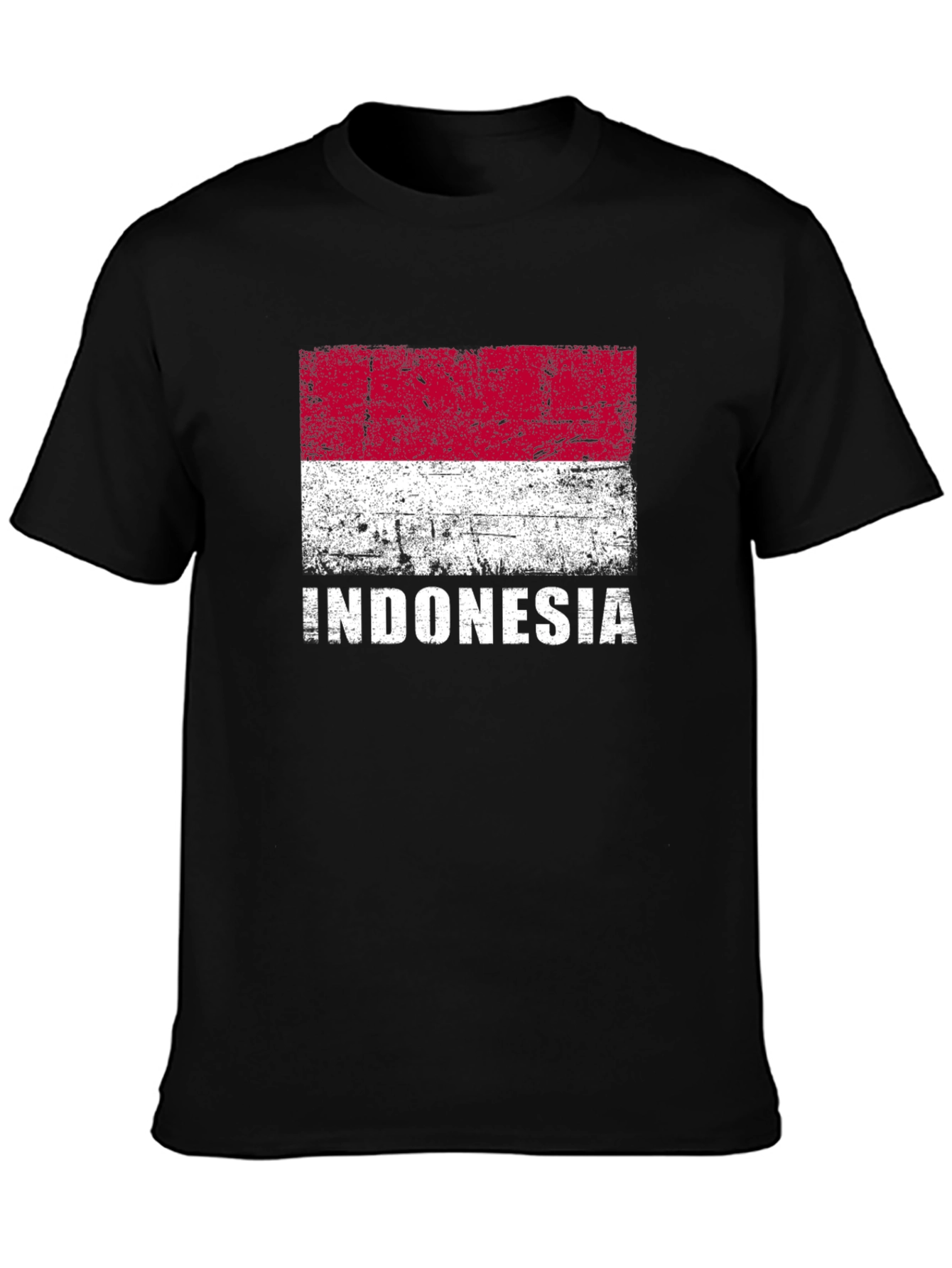 Indonesia Flag Graphic Tee - Black Cotton Shirt