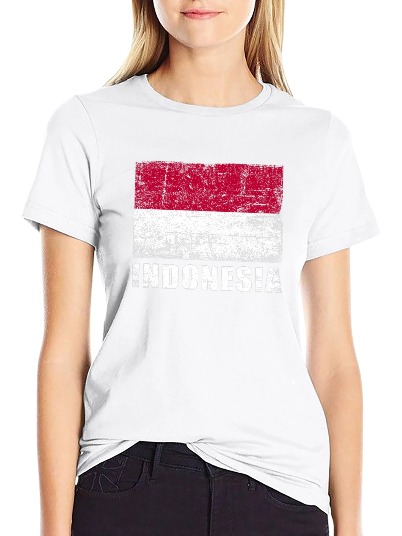 Indonesia Flag Graphic Tee - Black Cotton Shirt