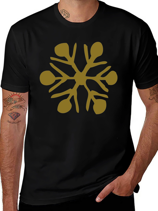 Abstract Snowflake Graphic T-Shirt - Black