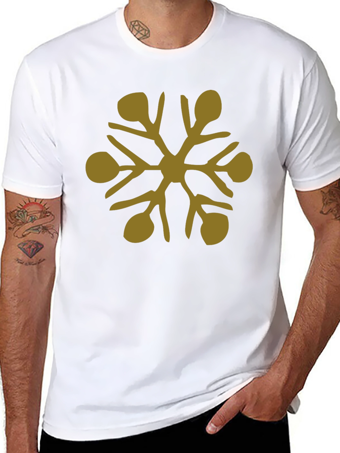 Abstract Snowflake Graphic T-Shirt - Black