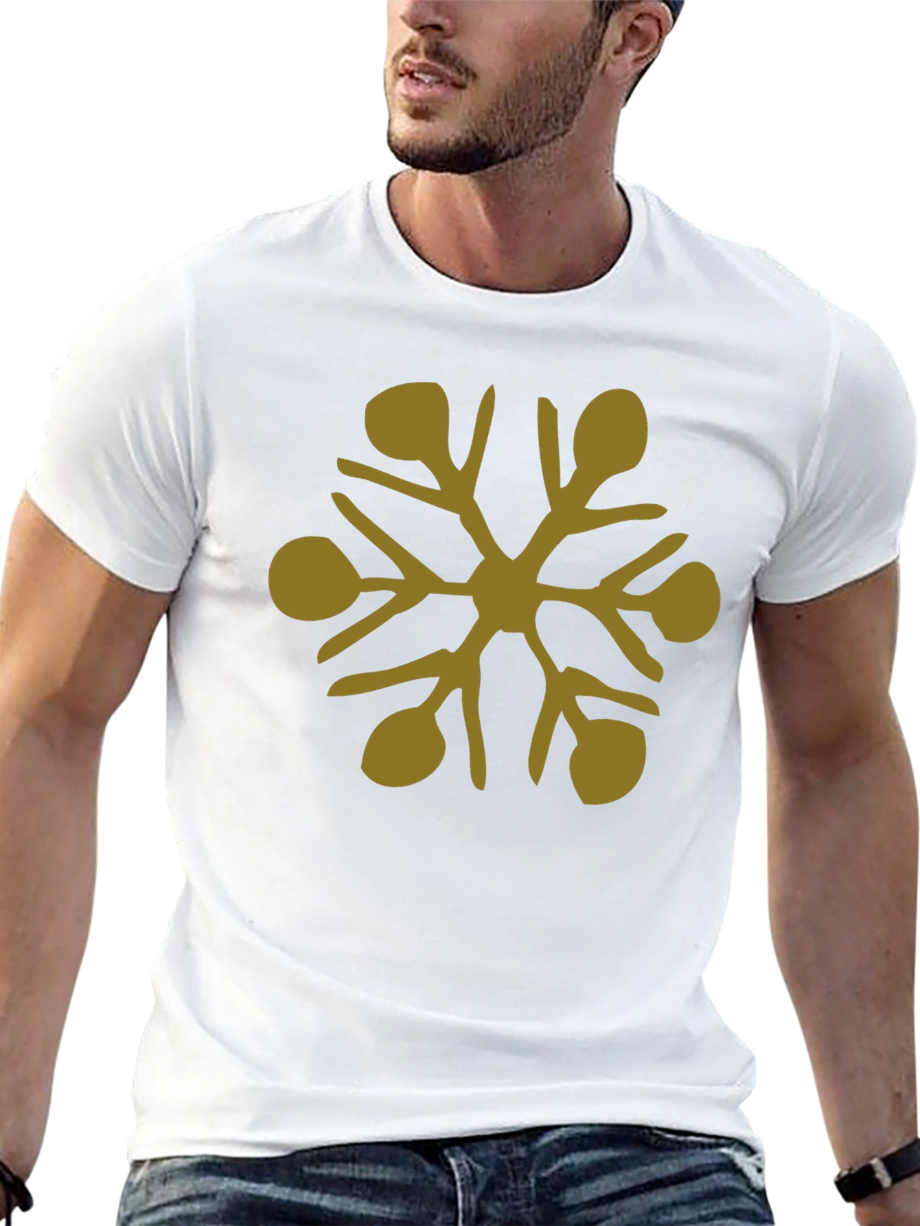 Abstract Snowflake Graphic T-Shirt - Black