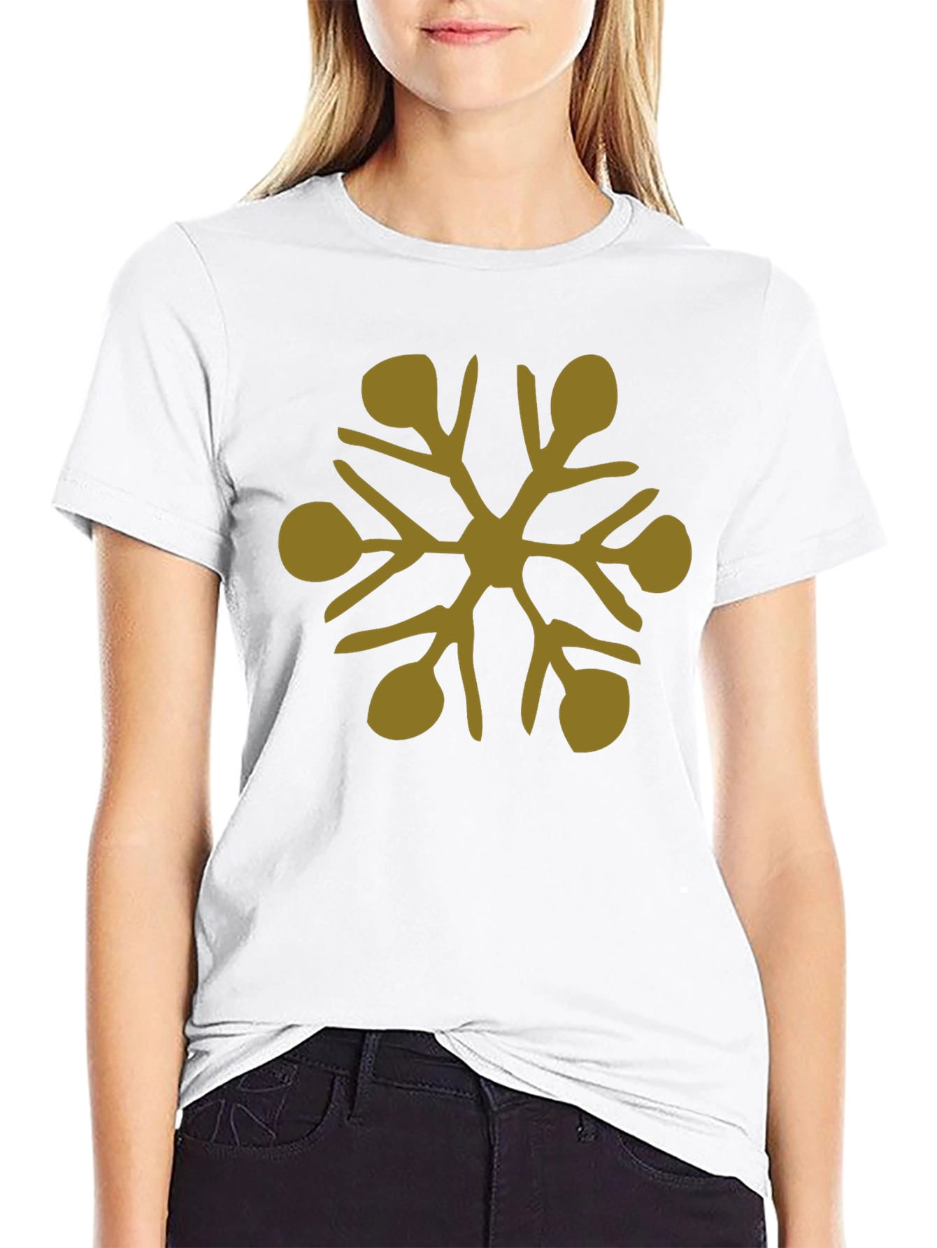 Abstract Snowflake Graphic T-Shirt - Black
