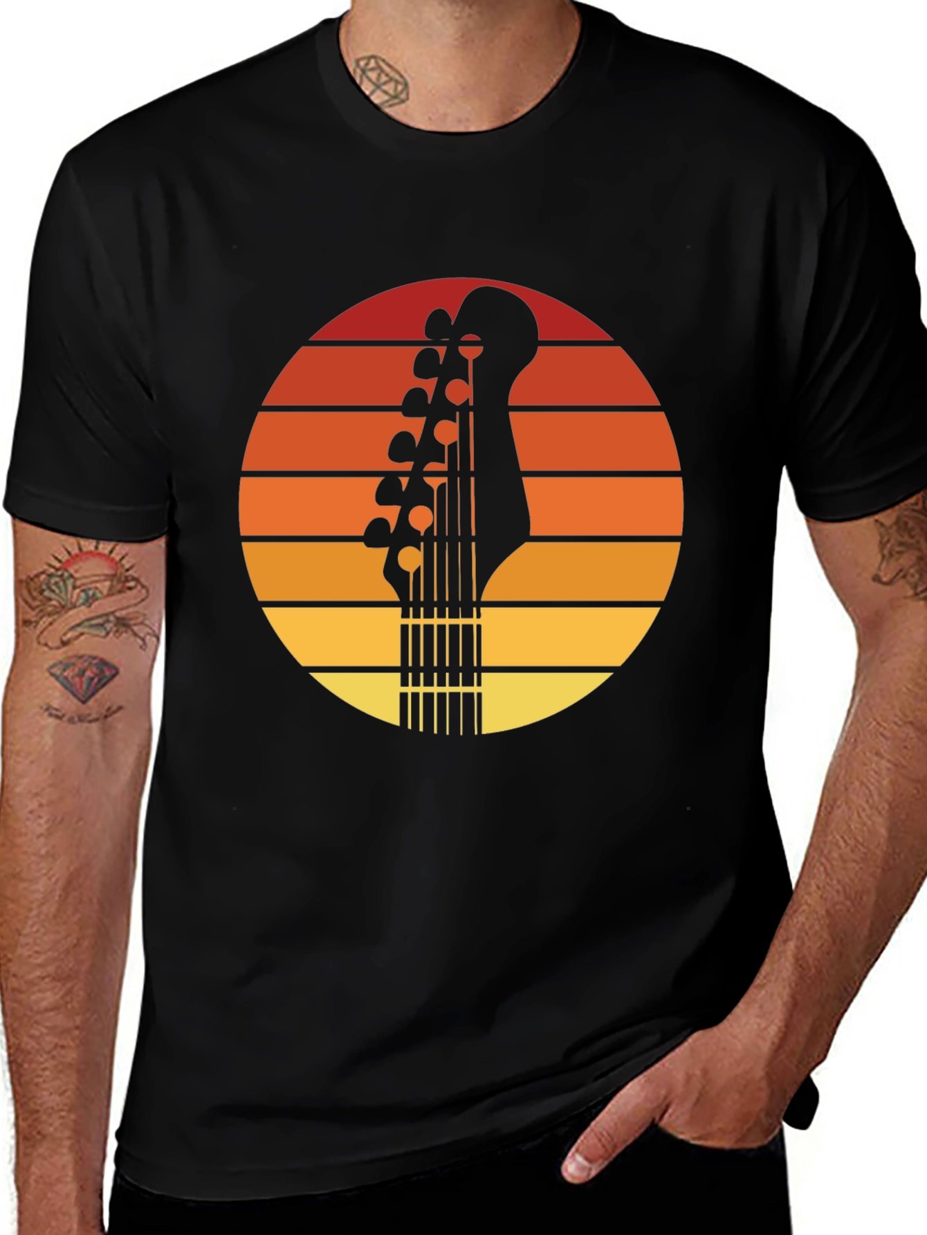 Sunset Guitar T-Shirt - Retro Musician Tee