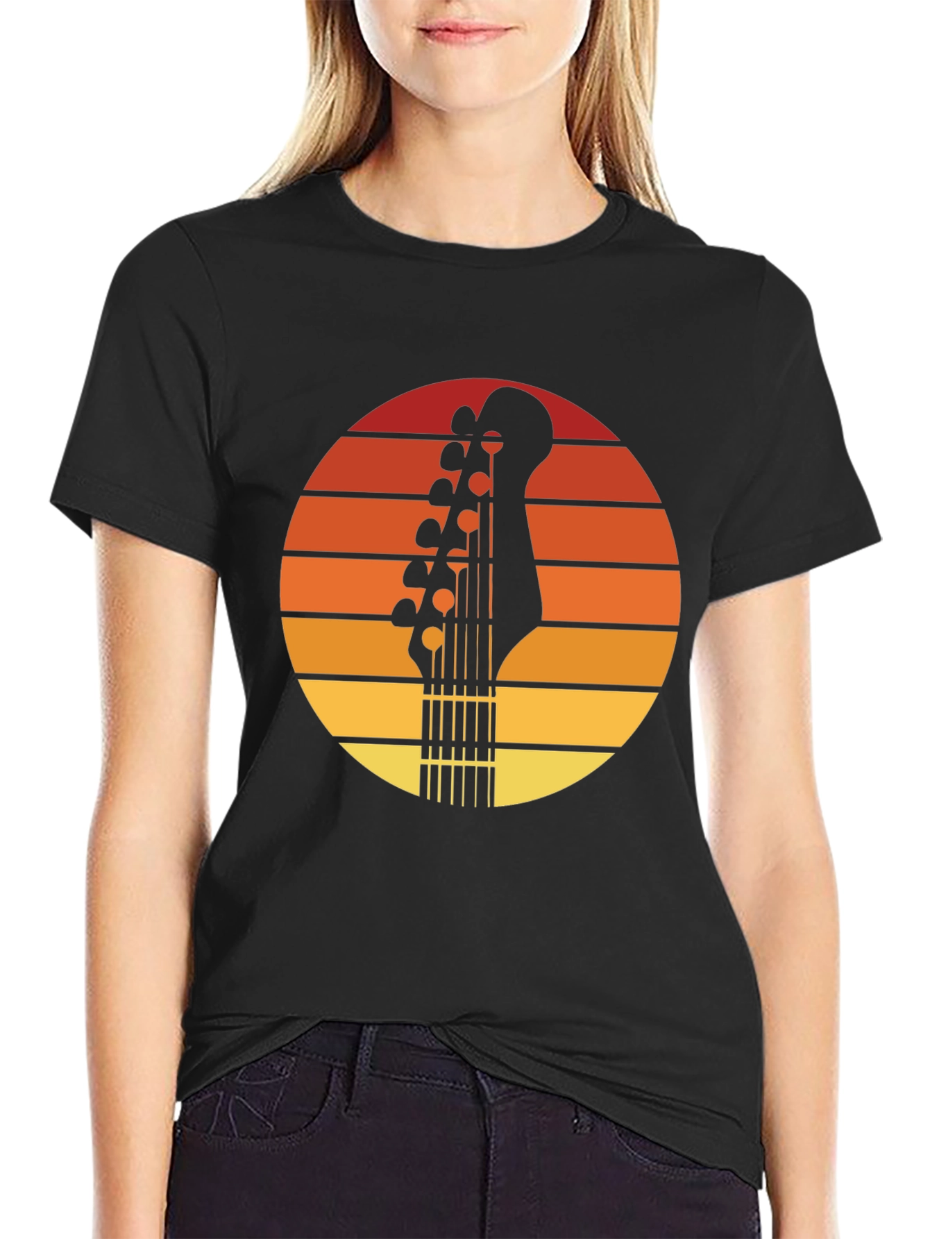 Sunset Guitar T-Shirt - Retro Musician Tee