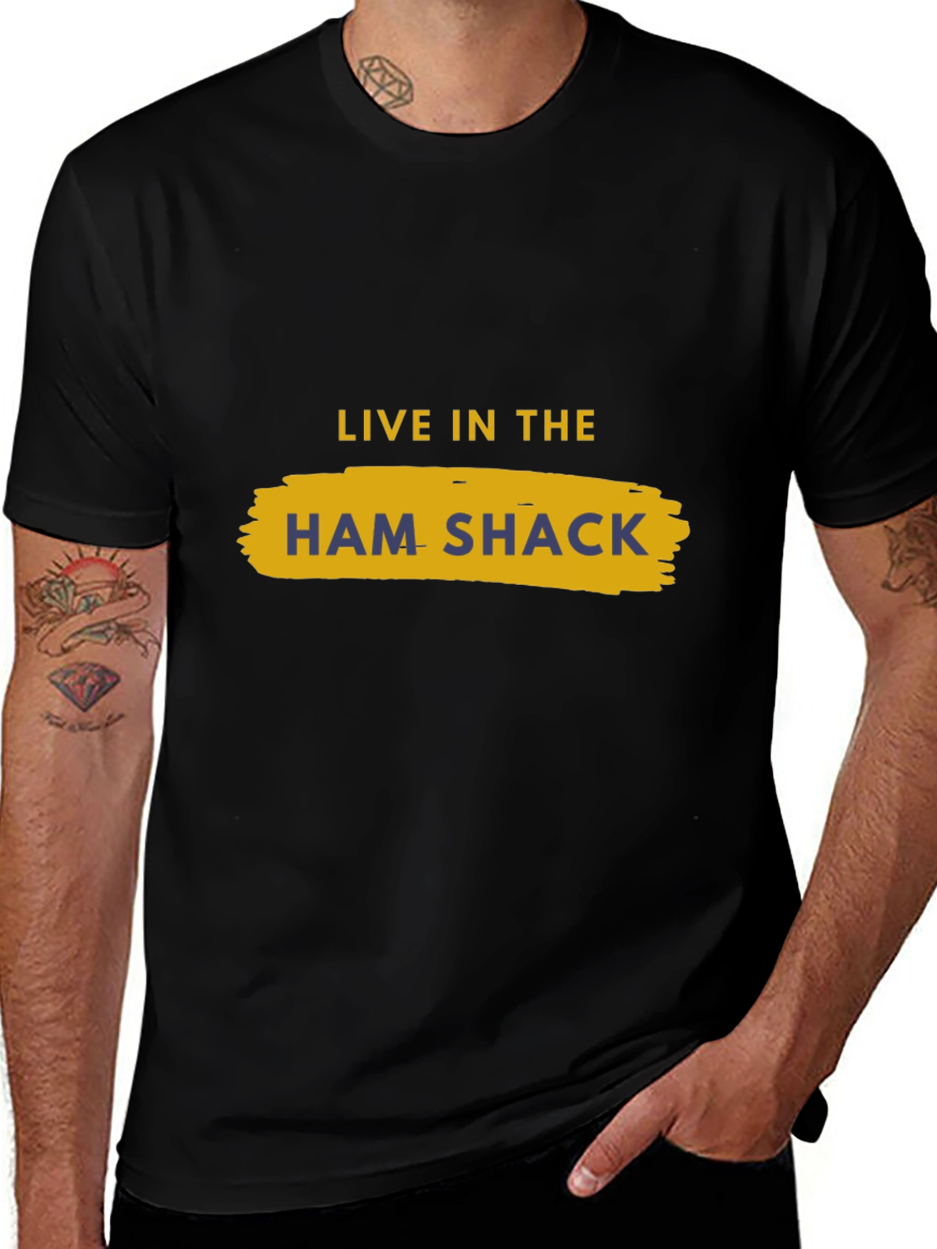 Live in the Ham Shack Black T-Shirt